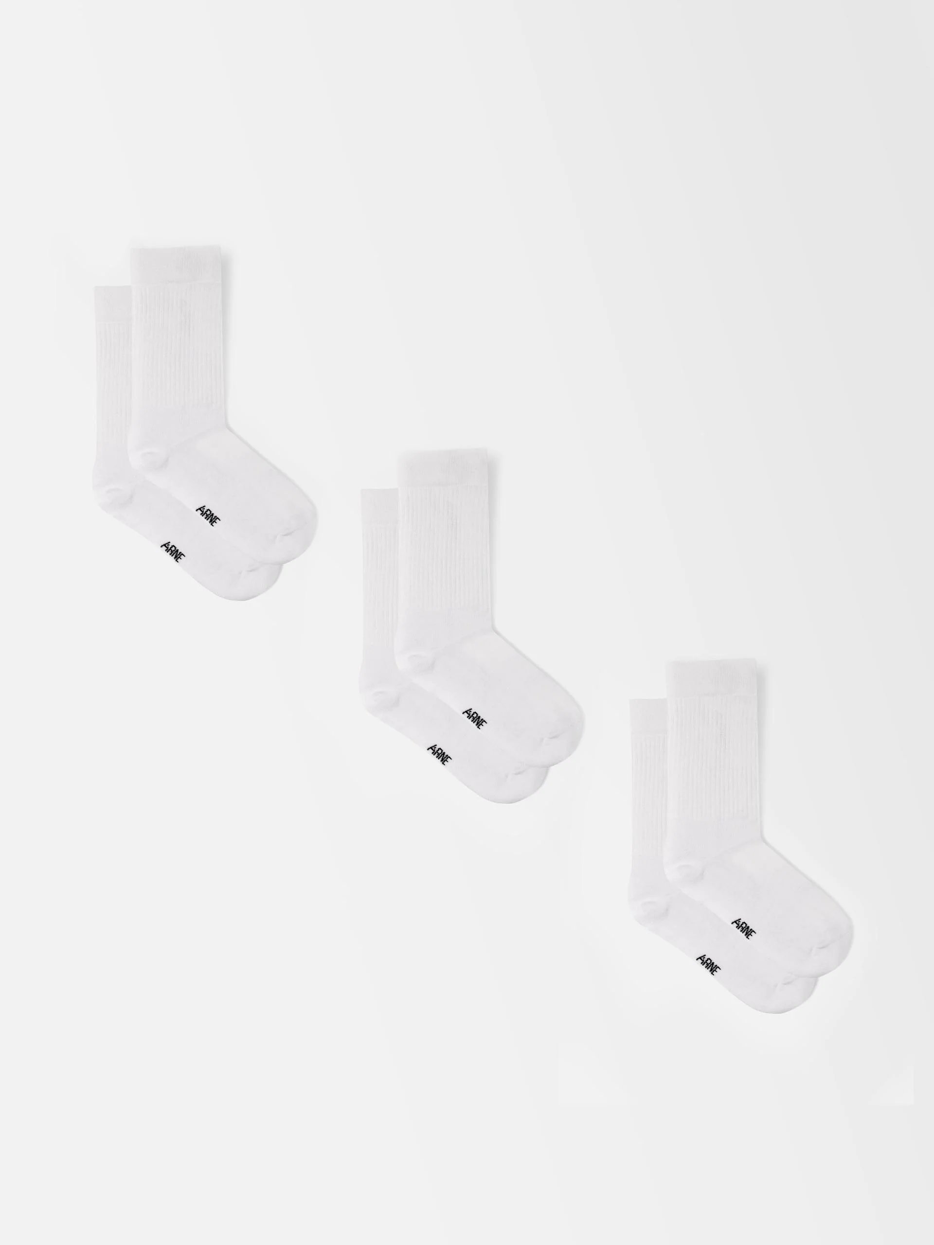3 Pack ARNE Socks in White - Image 2