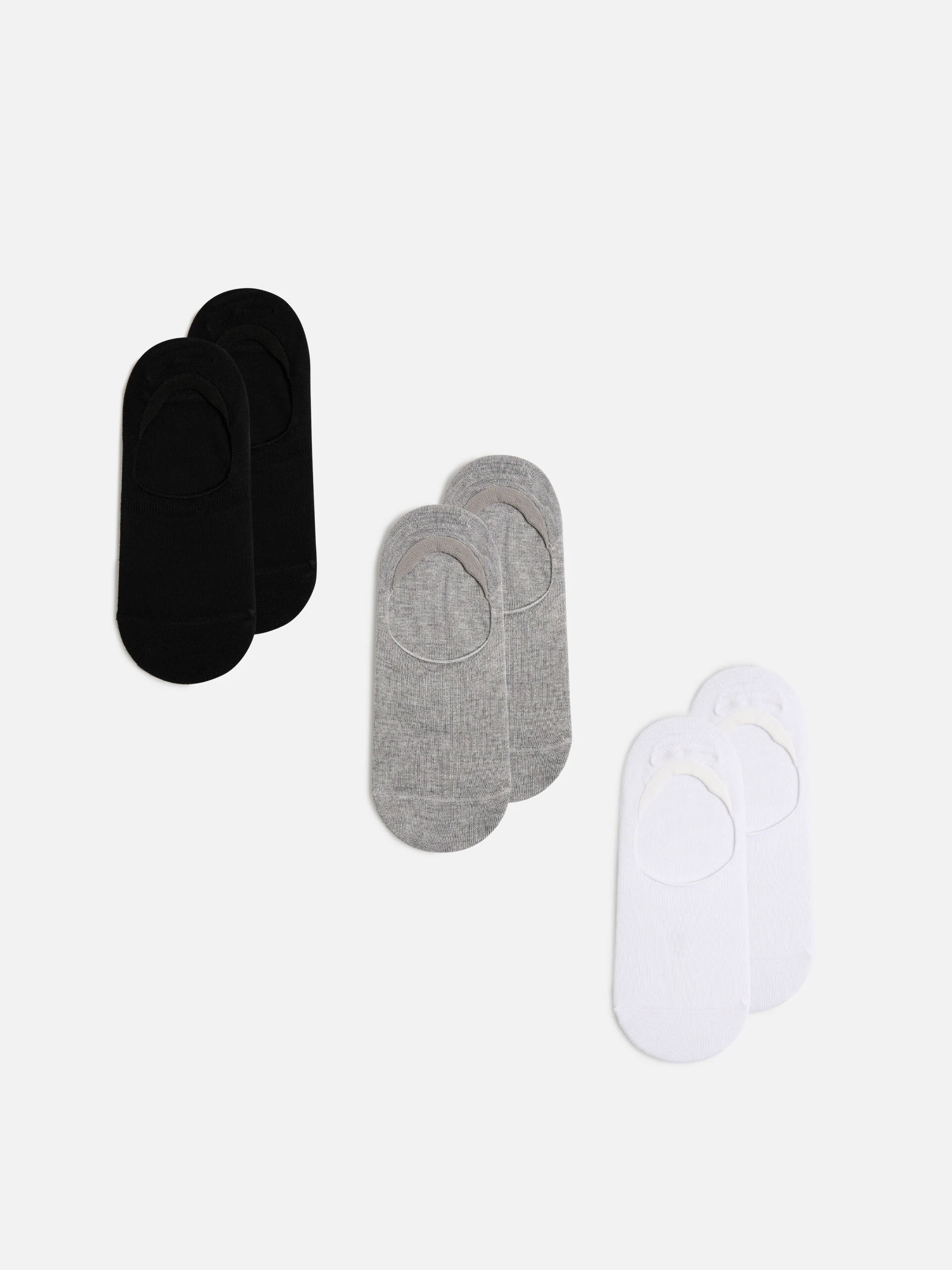 3 Pack Invisible Cushioned Sock in Black White Marl Grey - Image 2