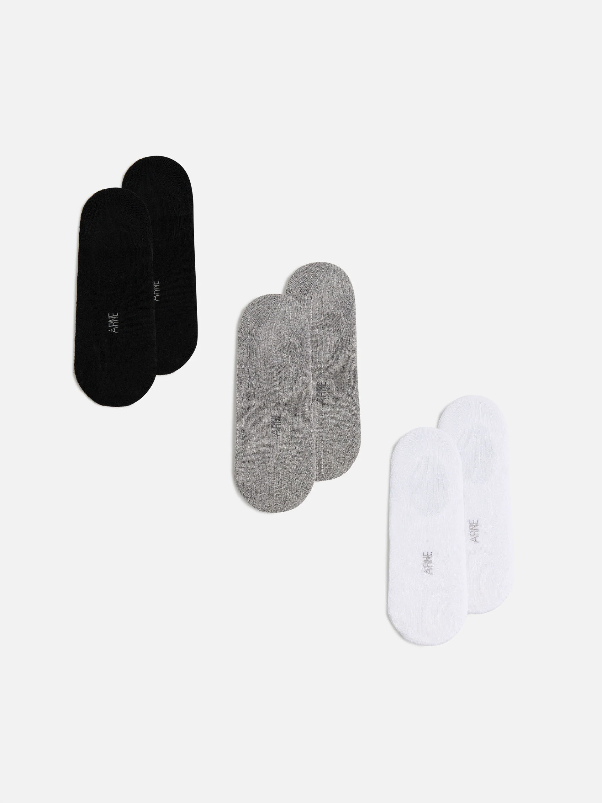 3 Pack Invisible Cushioned Sock in Black White Marl Grey - Image 3