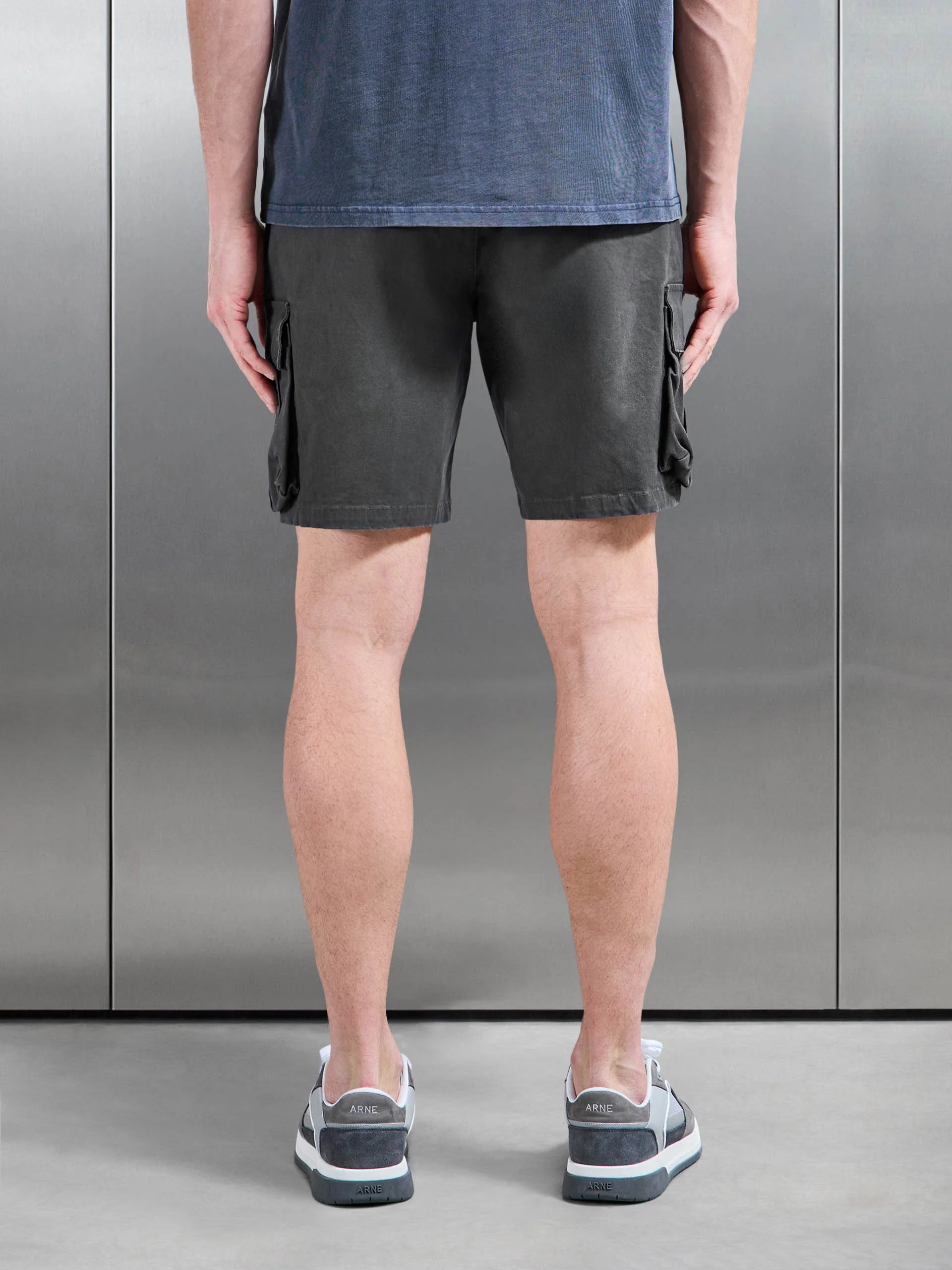 3D Cotton Cargo Short in Grey - Image 3