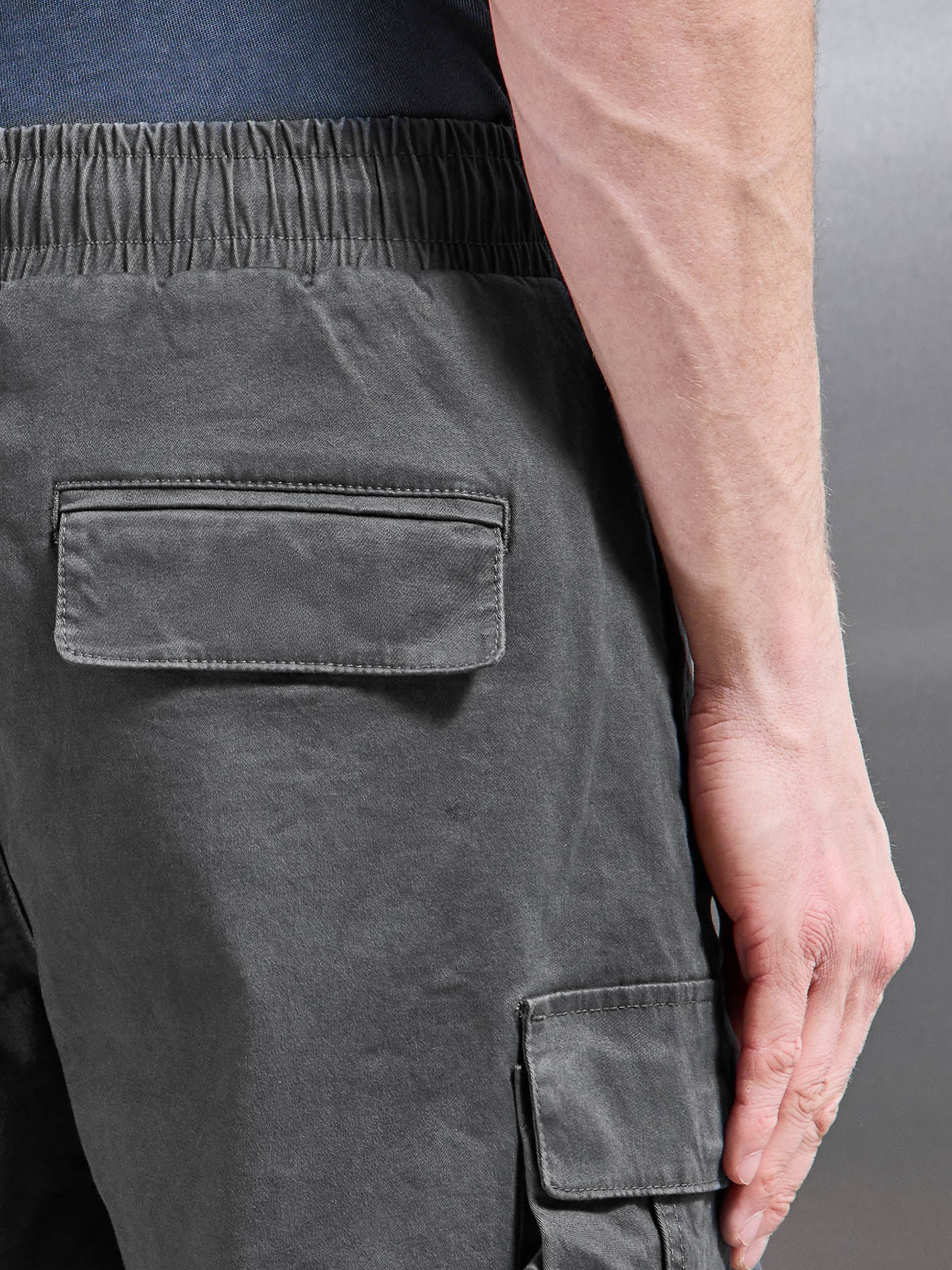 3D Cotton Cargo Short in Grey - Image 4