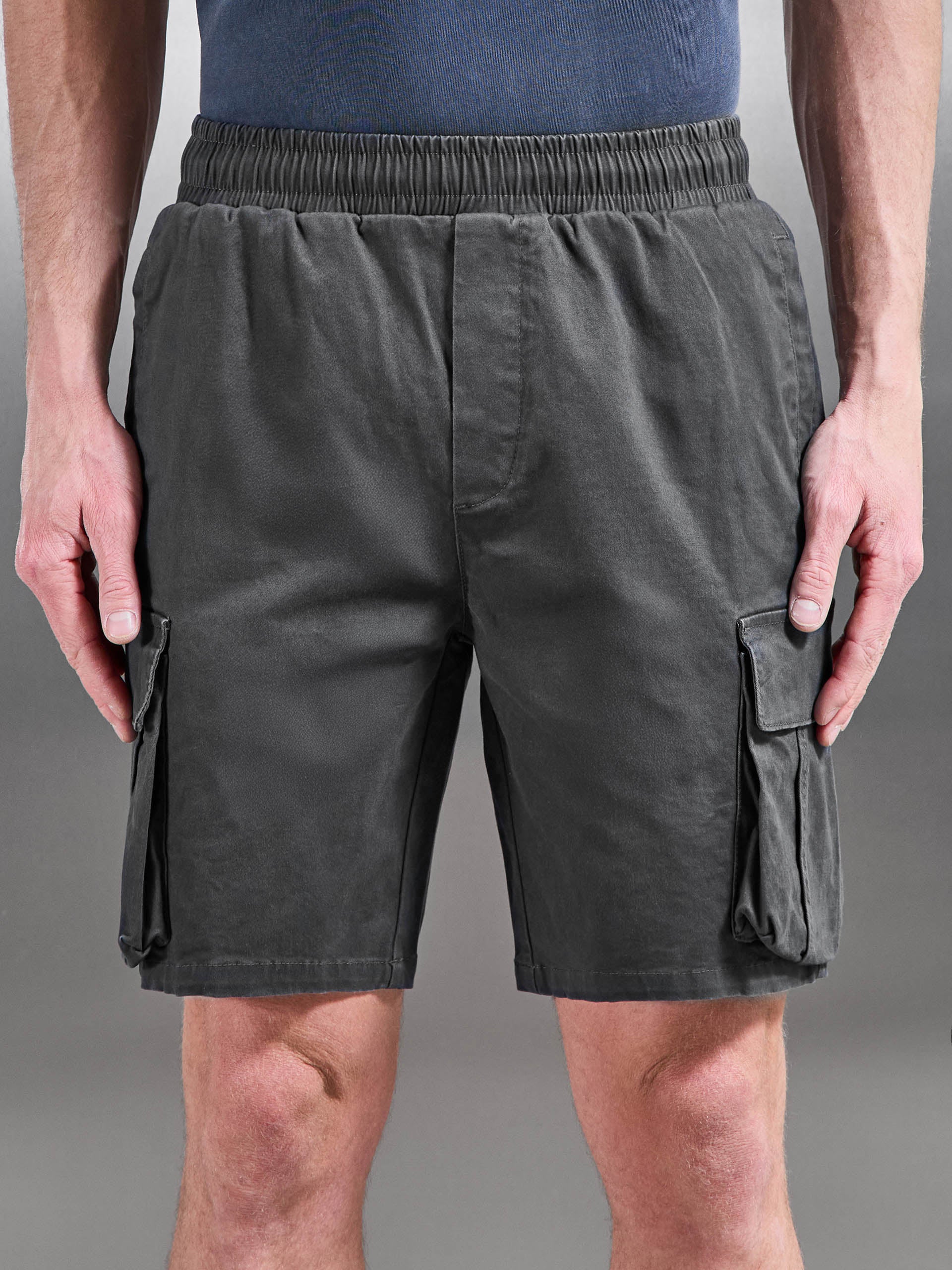 3D Cotton Cargo Short in Grey - Image 6