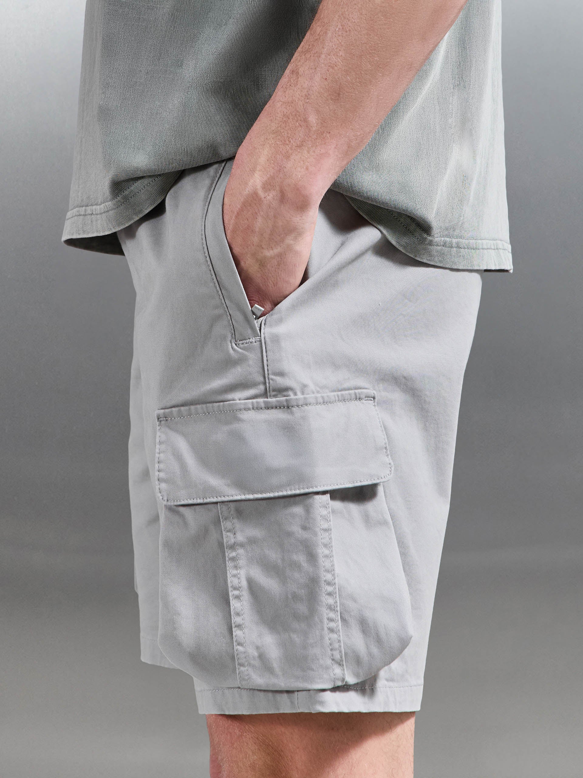 3D Cotton Cargo Short in Stone - Image 4