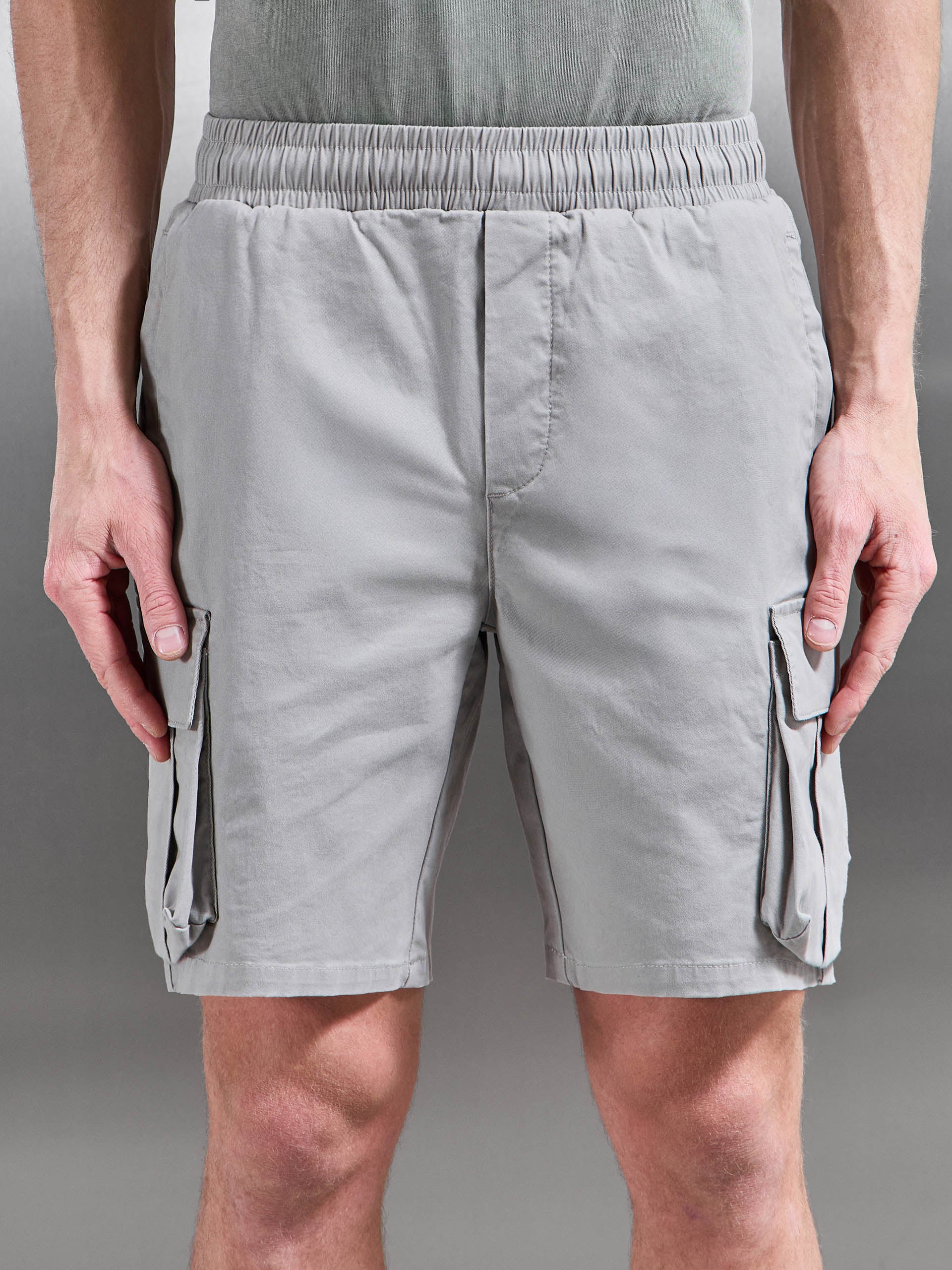 3D Cotton Cargo Short in Stone - Image 5