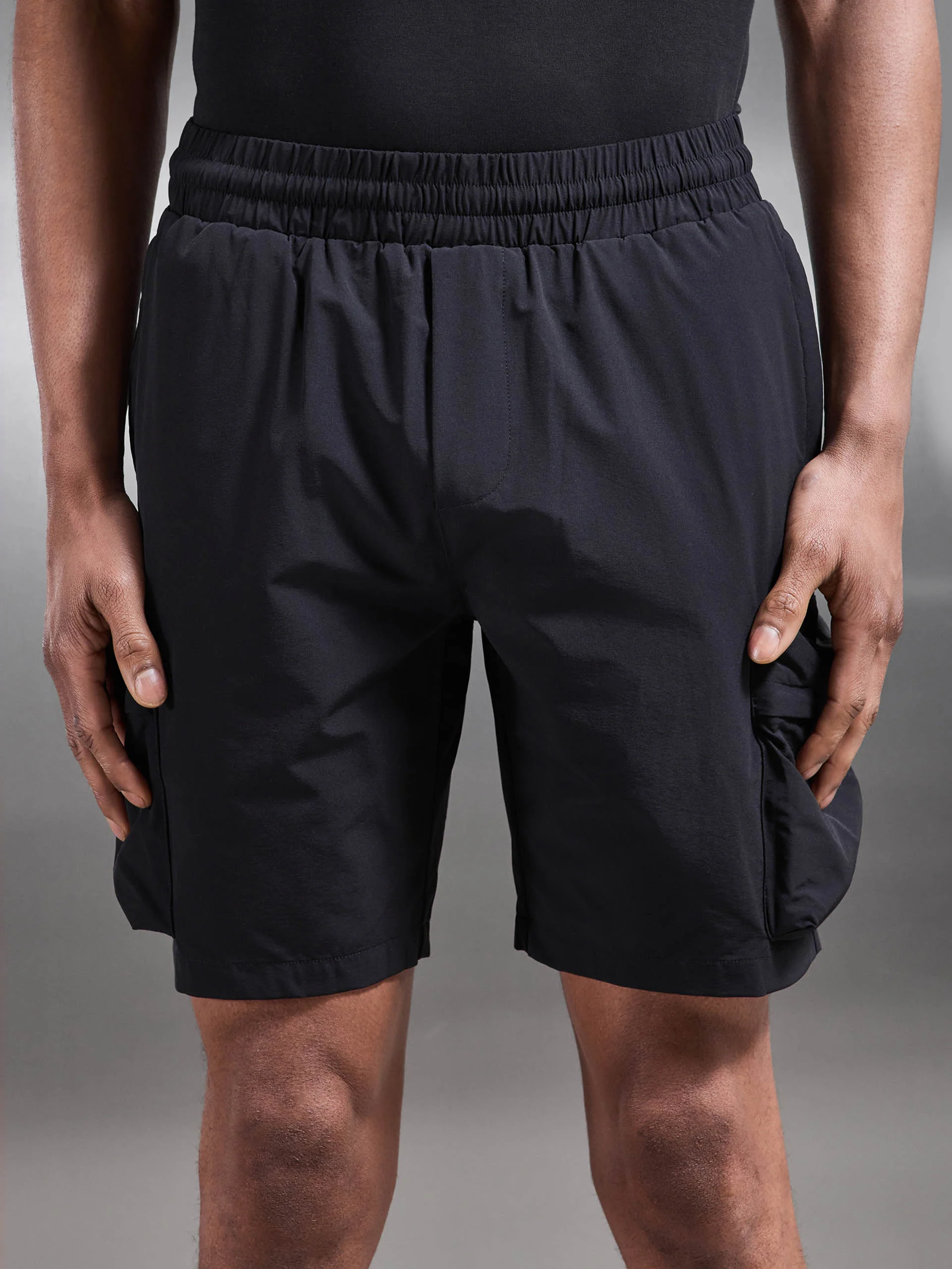 3D Pocket Cargo Short in Black - Image 4