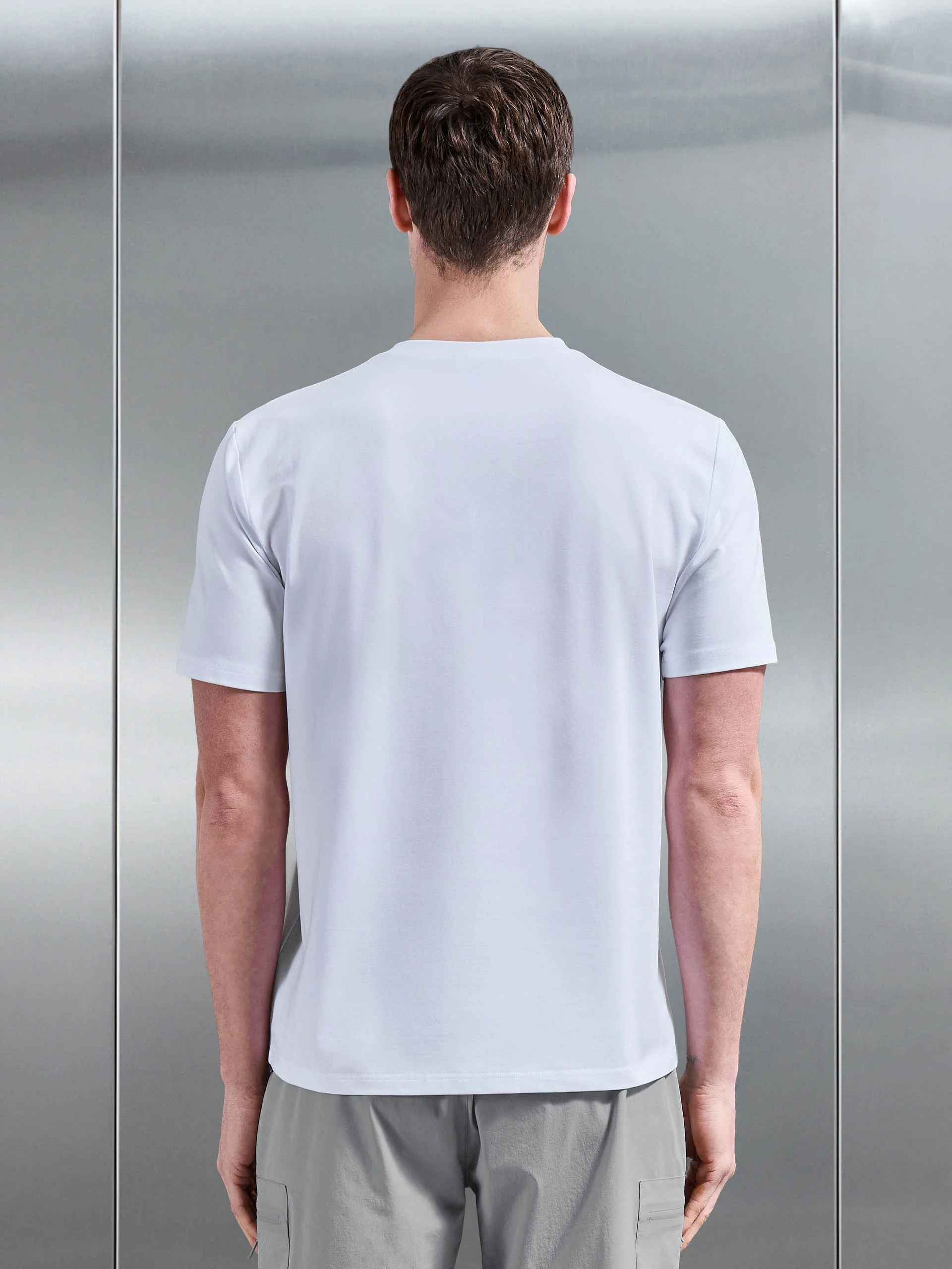 Active Cargo T-Shirt in White Mid Grey - Image 4