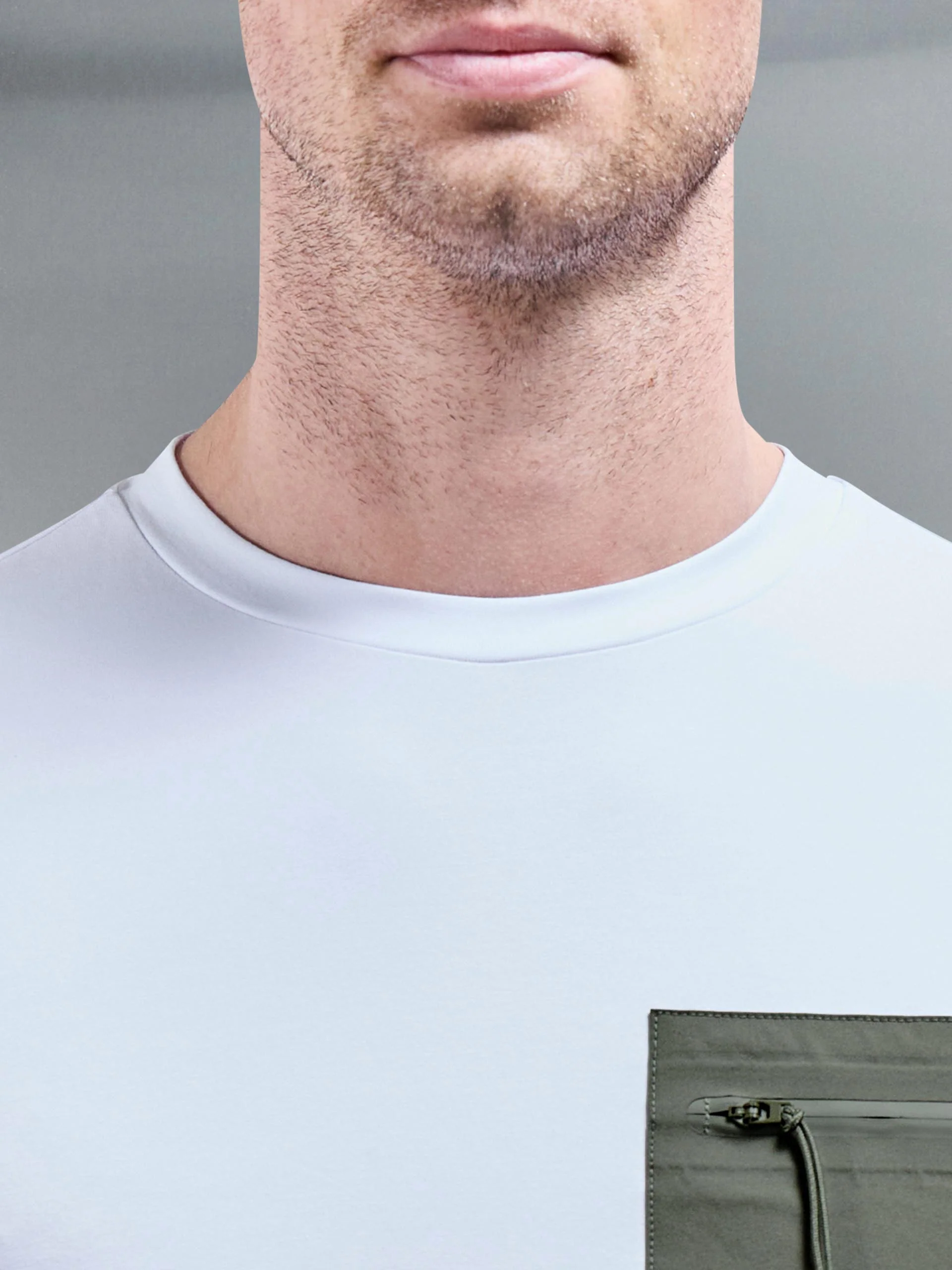 Active Cargo T-Shirt in White Olive - Image 3