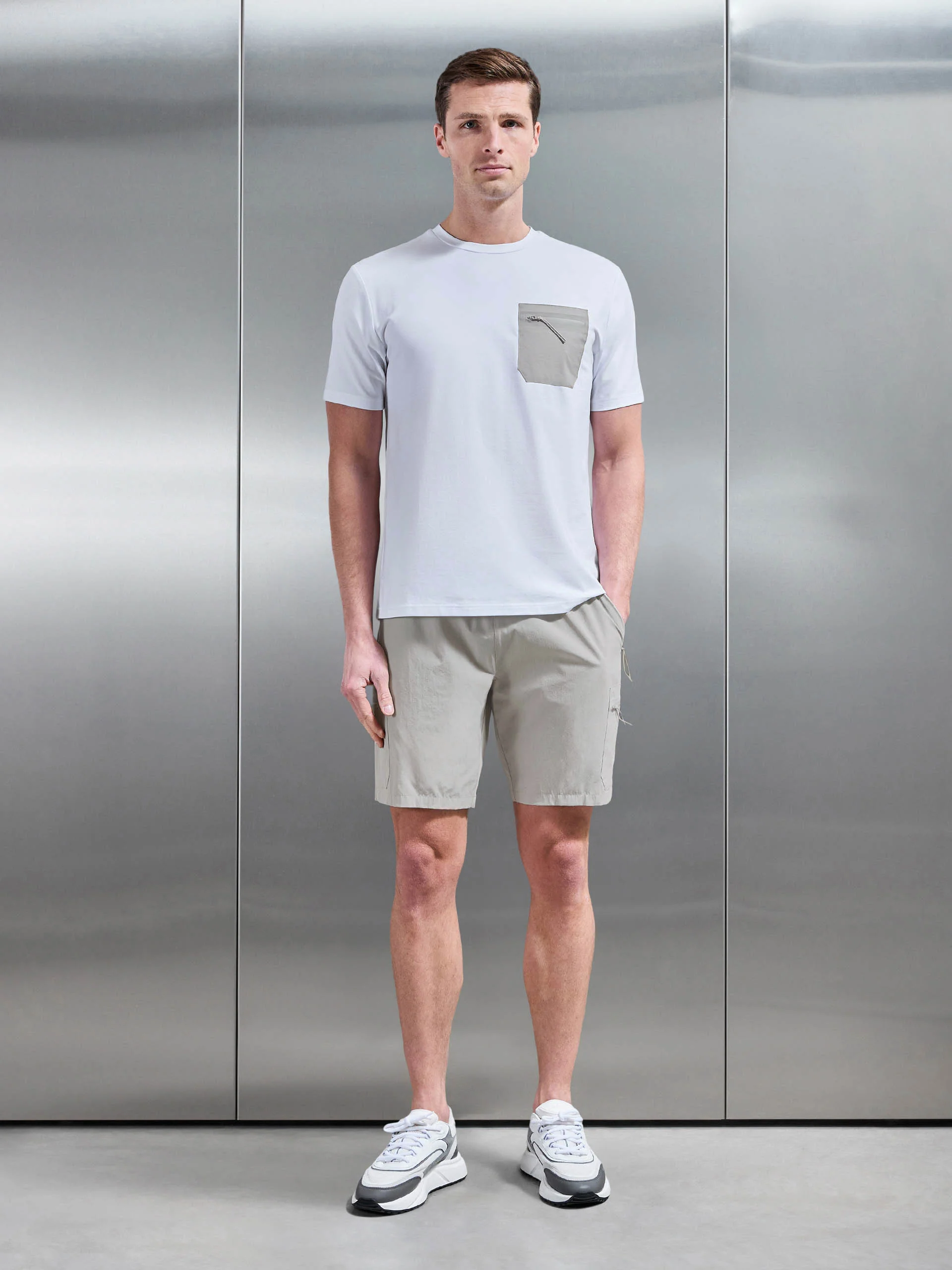 Active Cargo T-Shirt in White Stone - Image 2