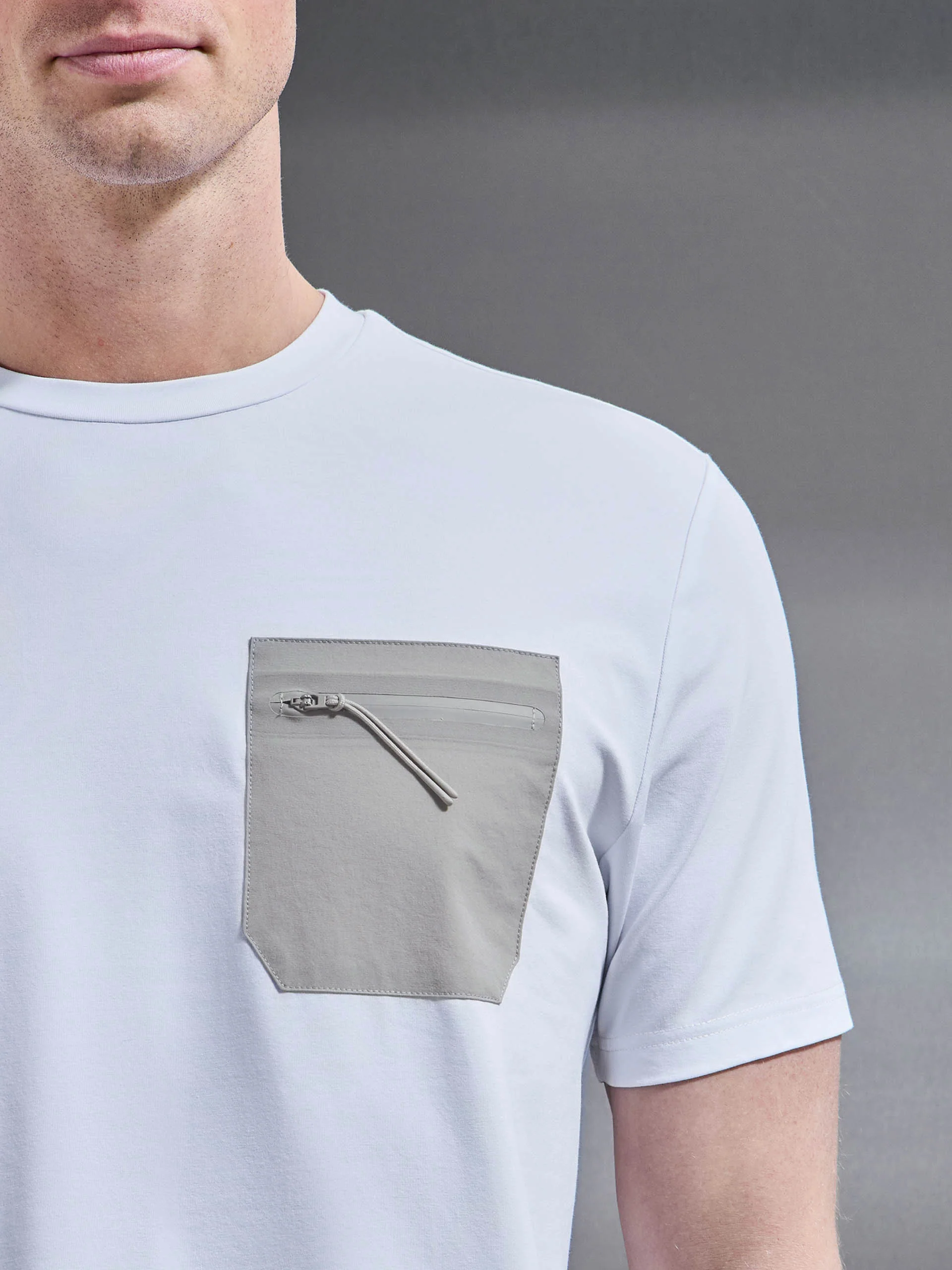 Active Cargo T-Shirt in White Stone - Image 3