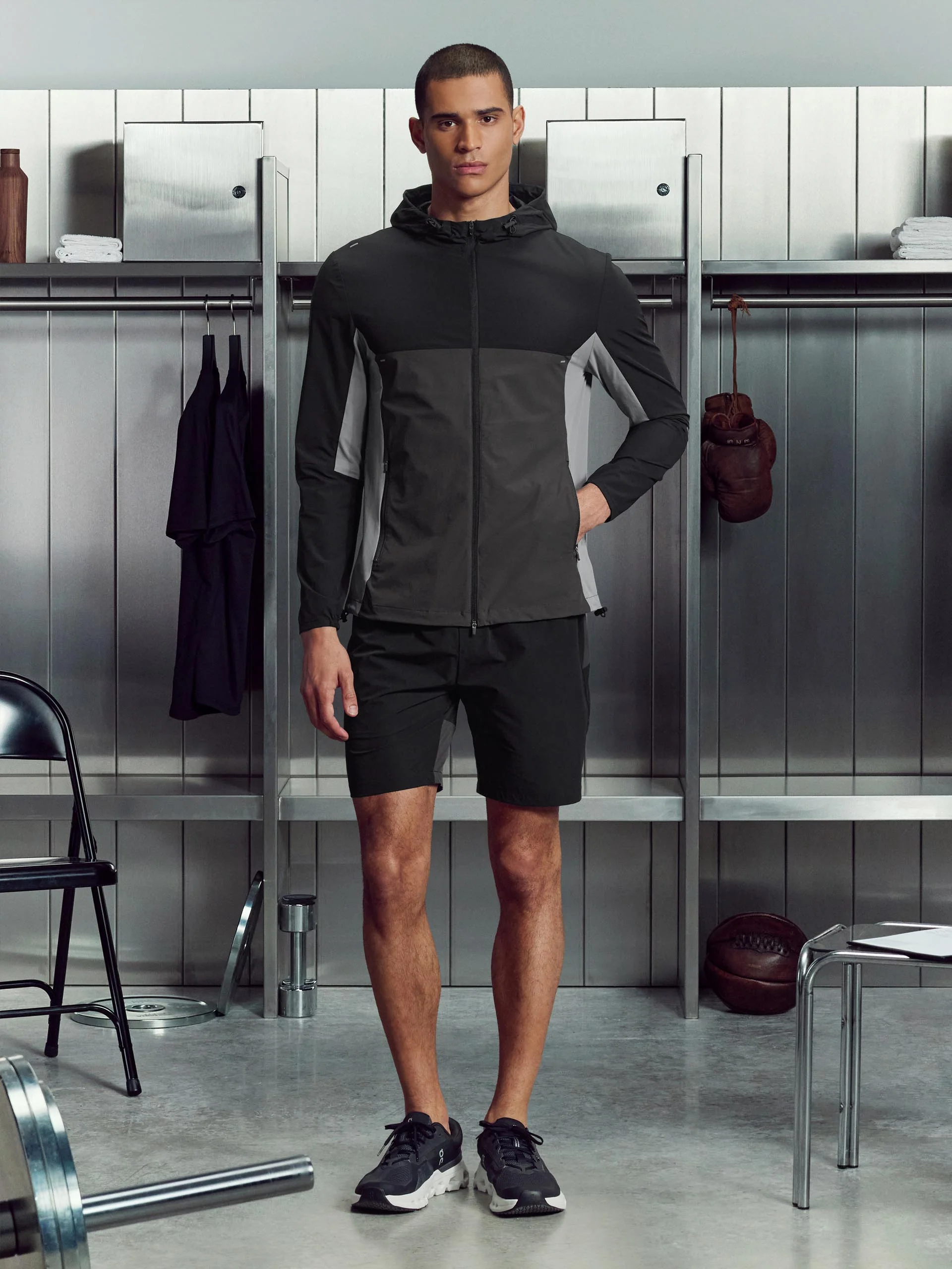 Active Colour Block Windbreaker in Black - Image 2