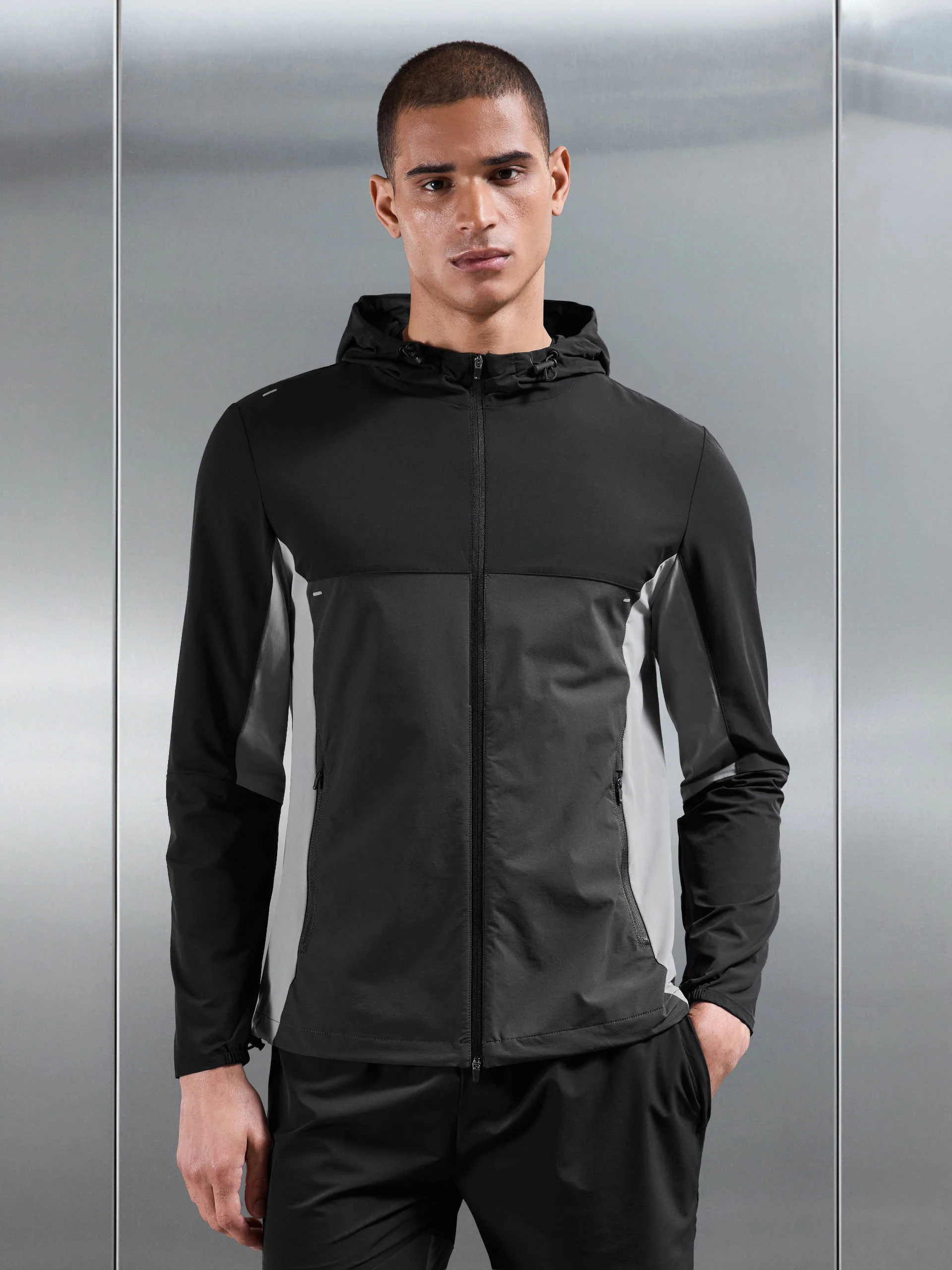 Active Colour Block Windbreaker in Black - Image 3