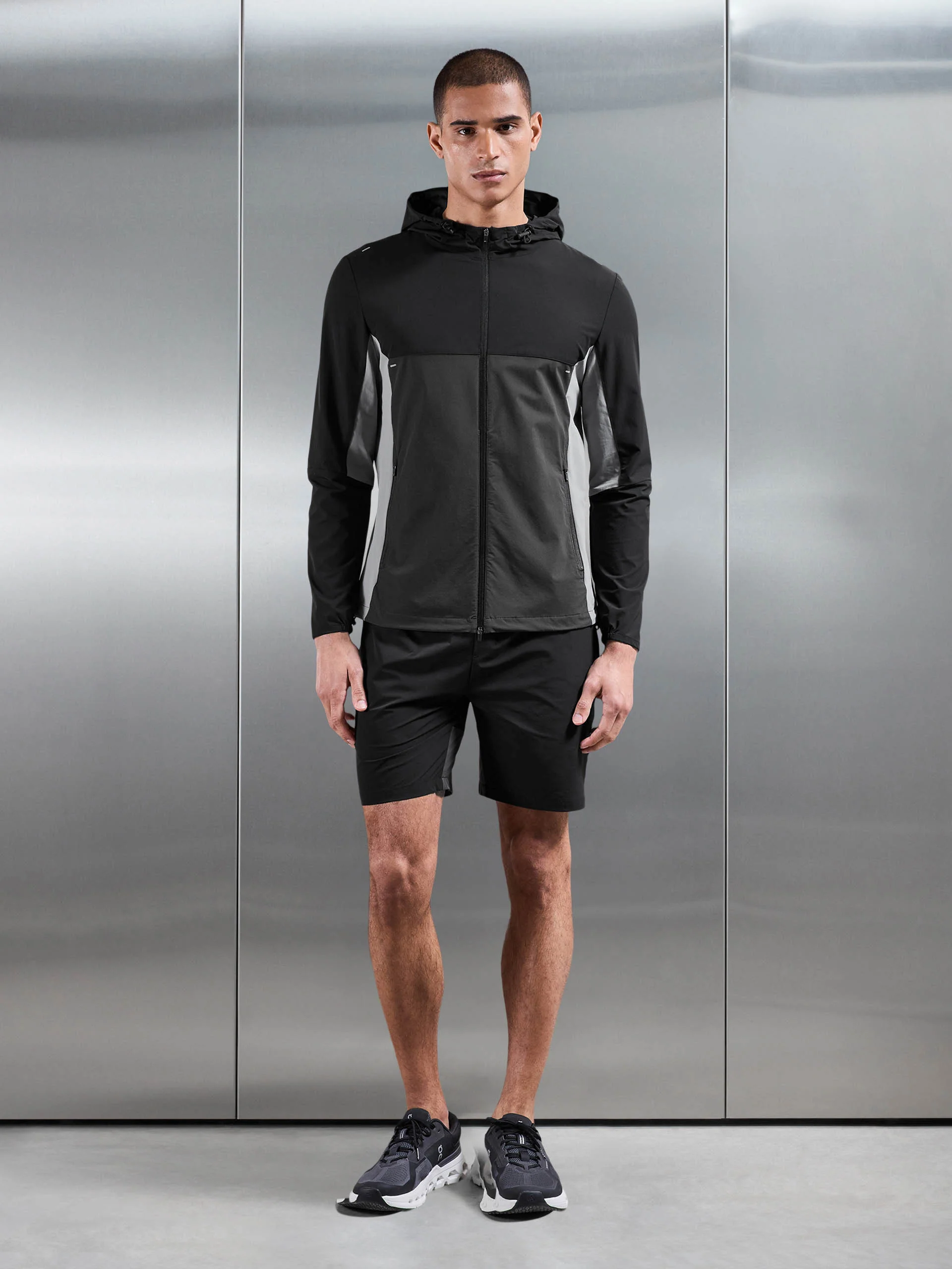 Active Colour Block Windbreaker in Black - Image 4