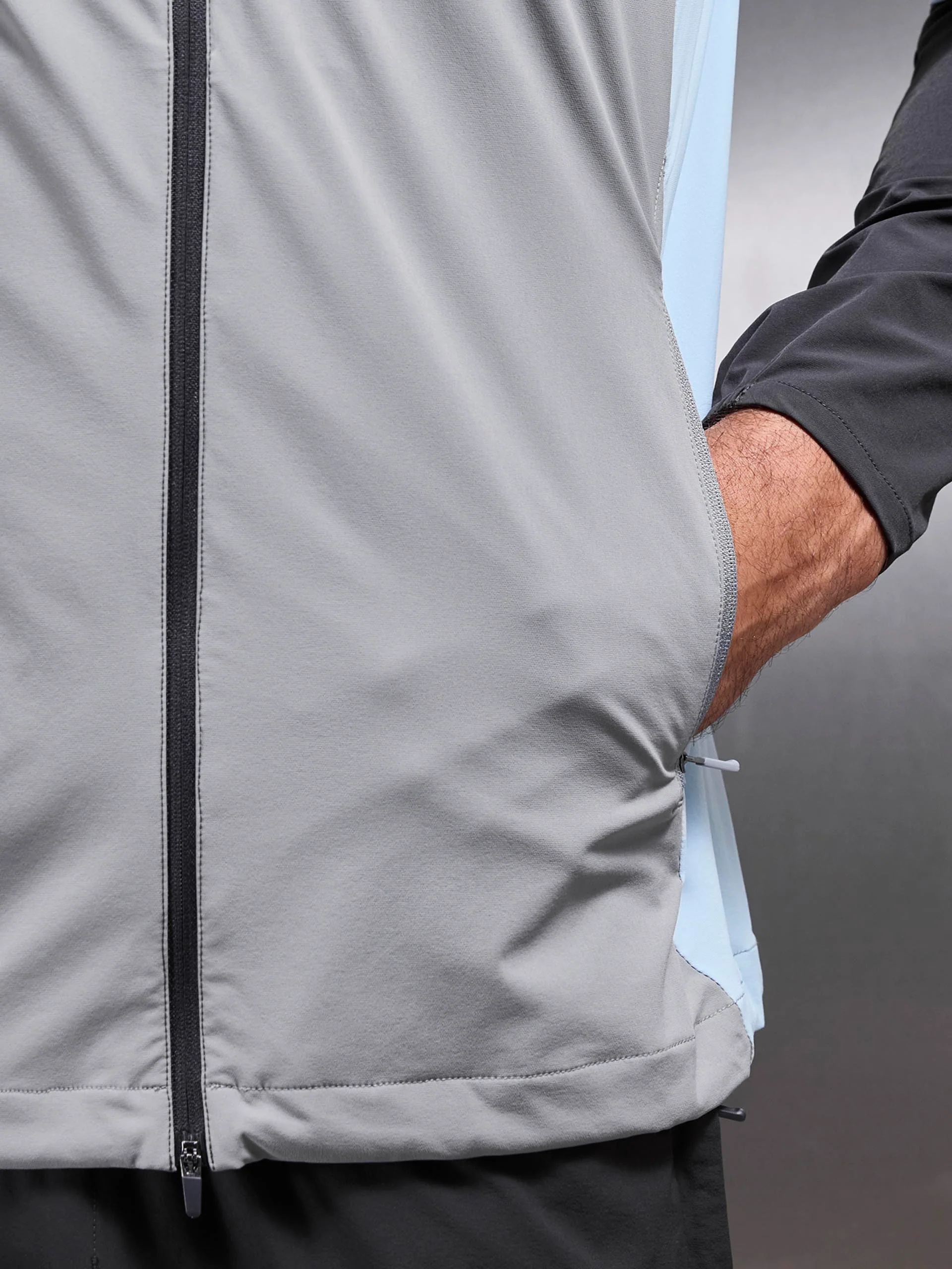 Active Colour Block Windbreaker in Mid Grey - Image 7