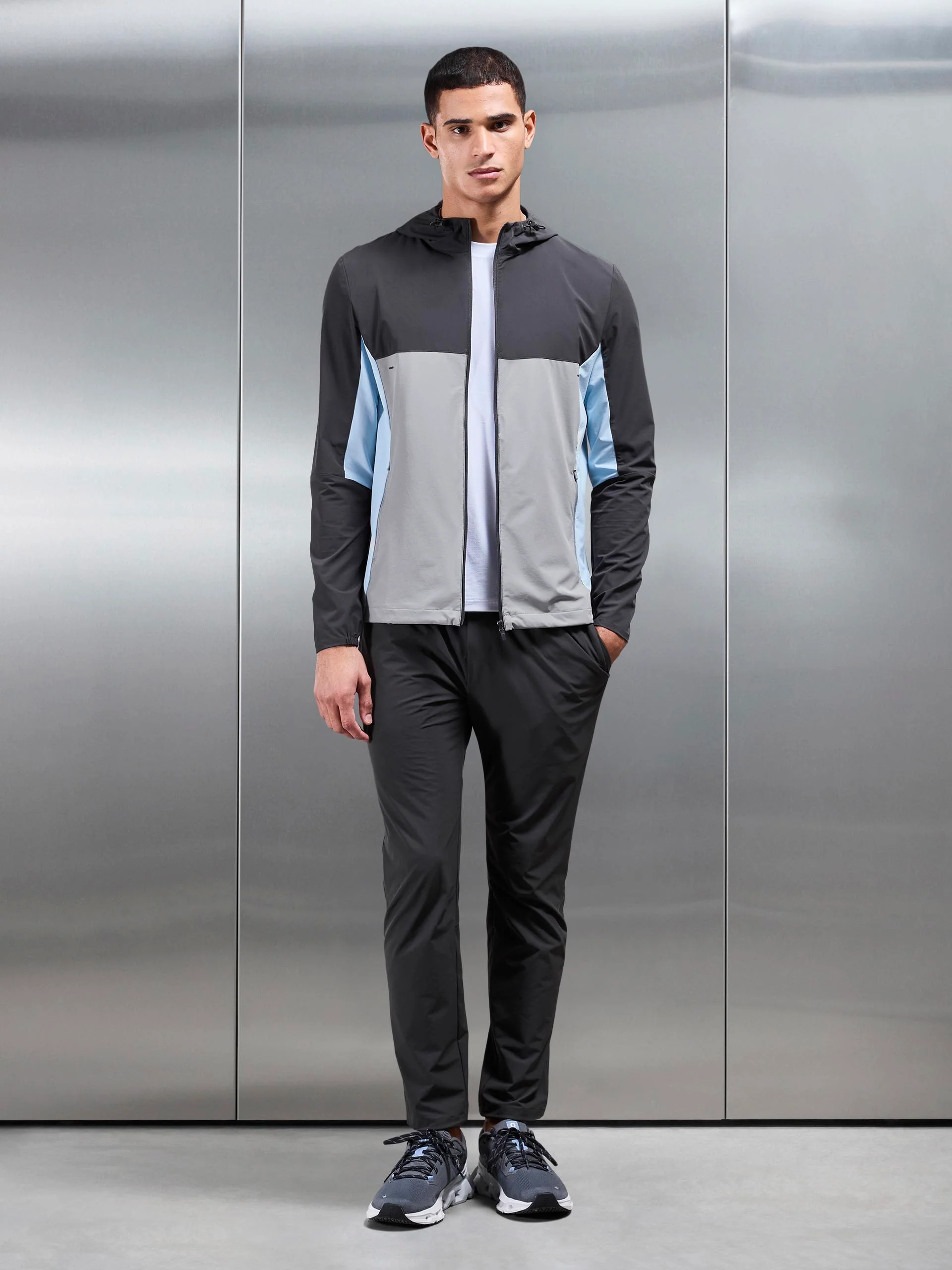 Active Colour Block Windbreaker in Mid Grey - Image 8