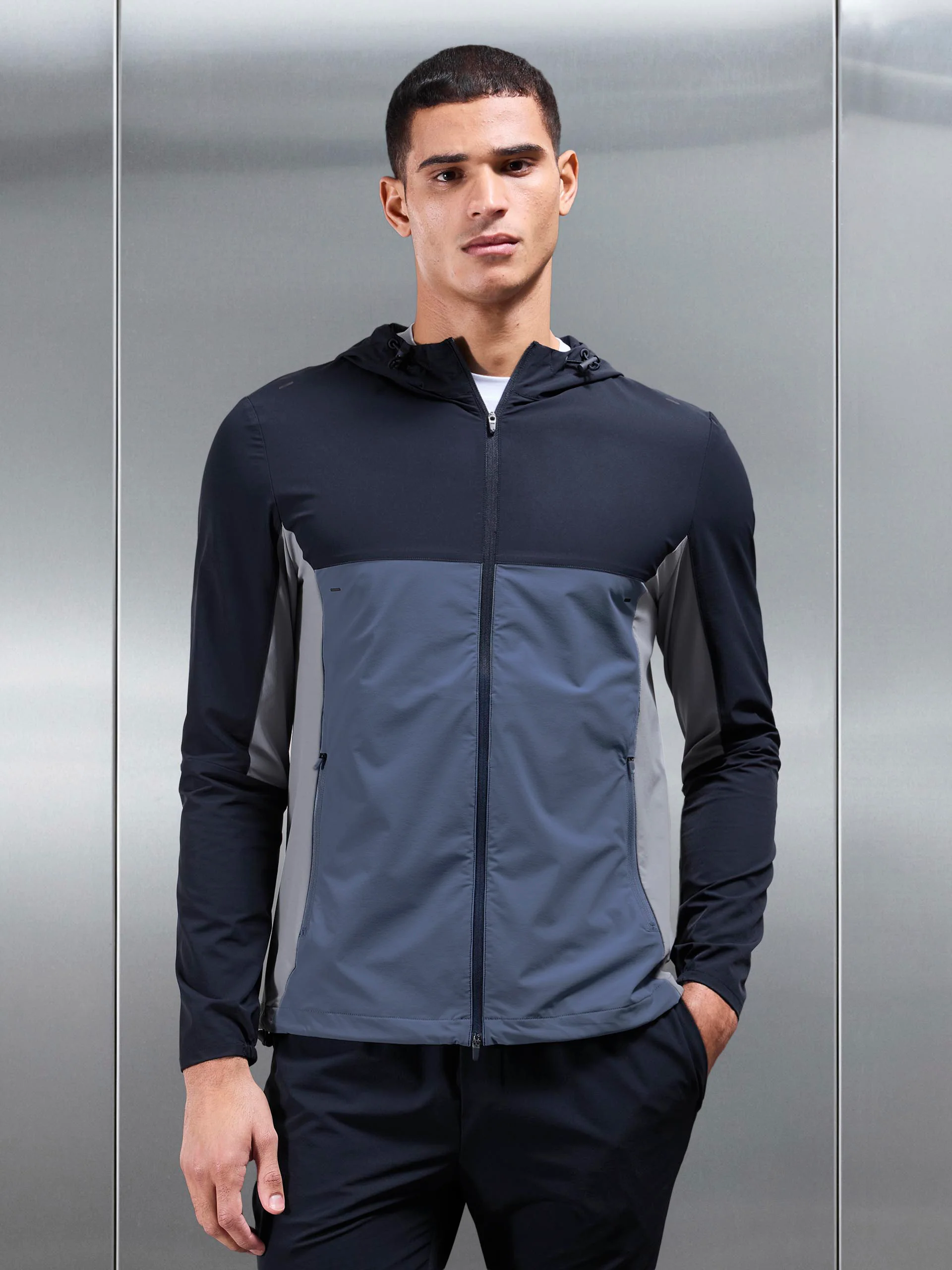 Active Colour Block Windbreaker in Navy - Image 3