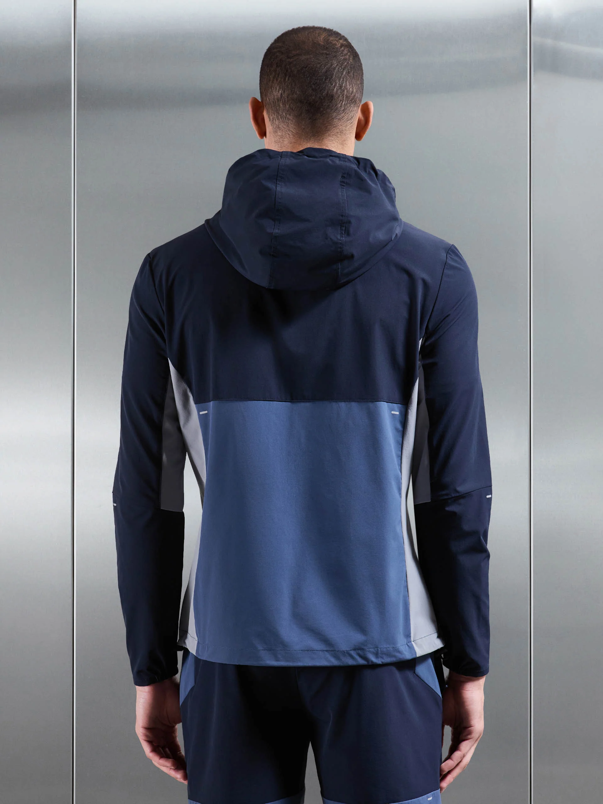 Active Colour Block Windbreaker in Navy Steel Blue - Image 5
