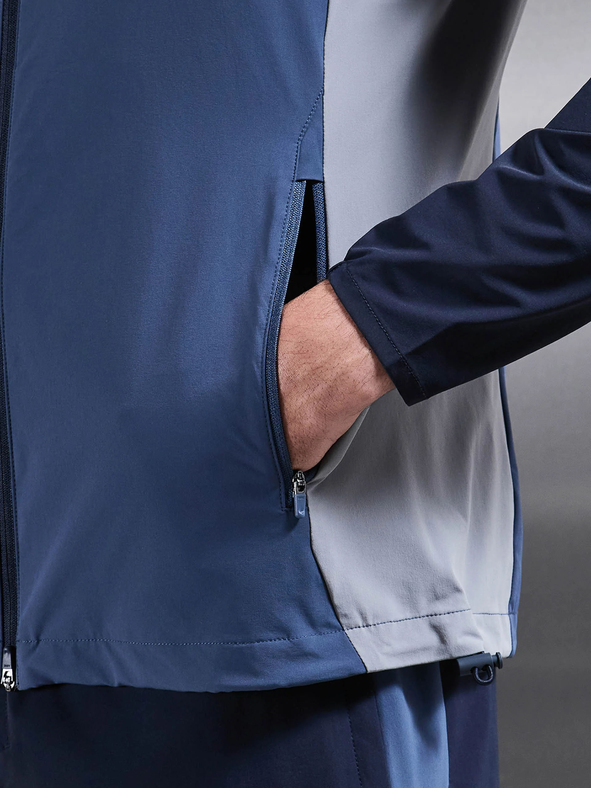 Active Colour Block Windbreaker in Navy Steel Blue - Image 6