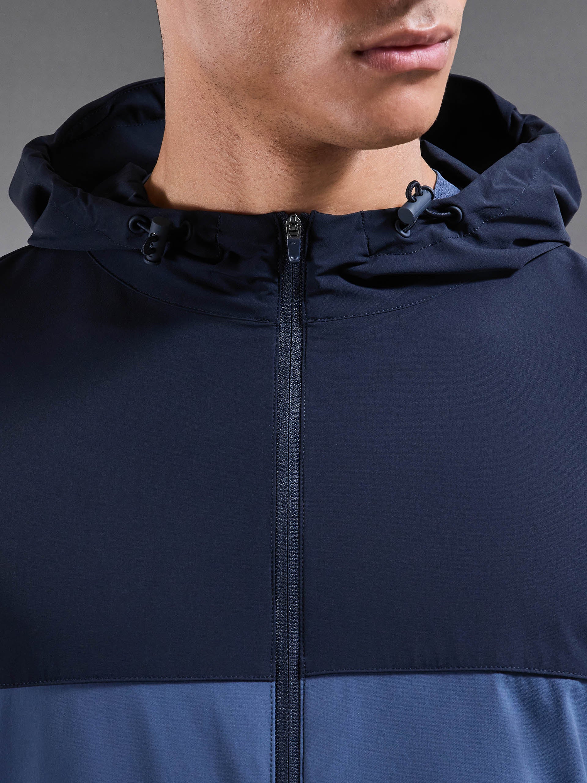 Active Colour Block Windbreaker in Navy Steel Blue - Image 7