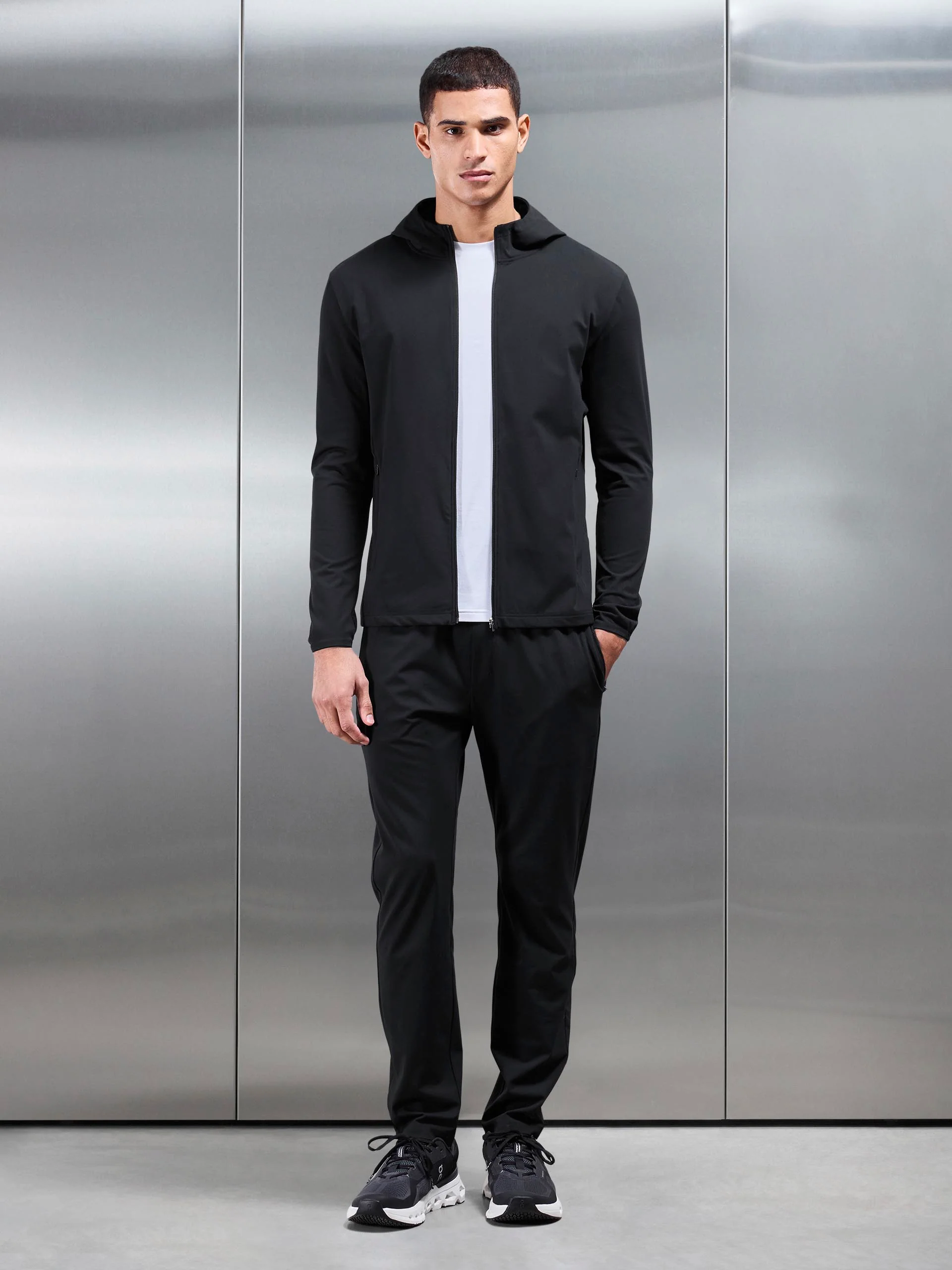 Active Jersey Zip Hoodie in Black - Image 4