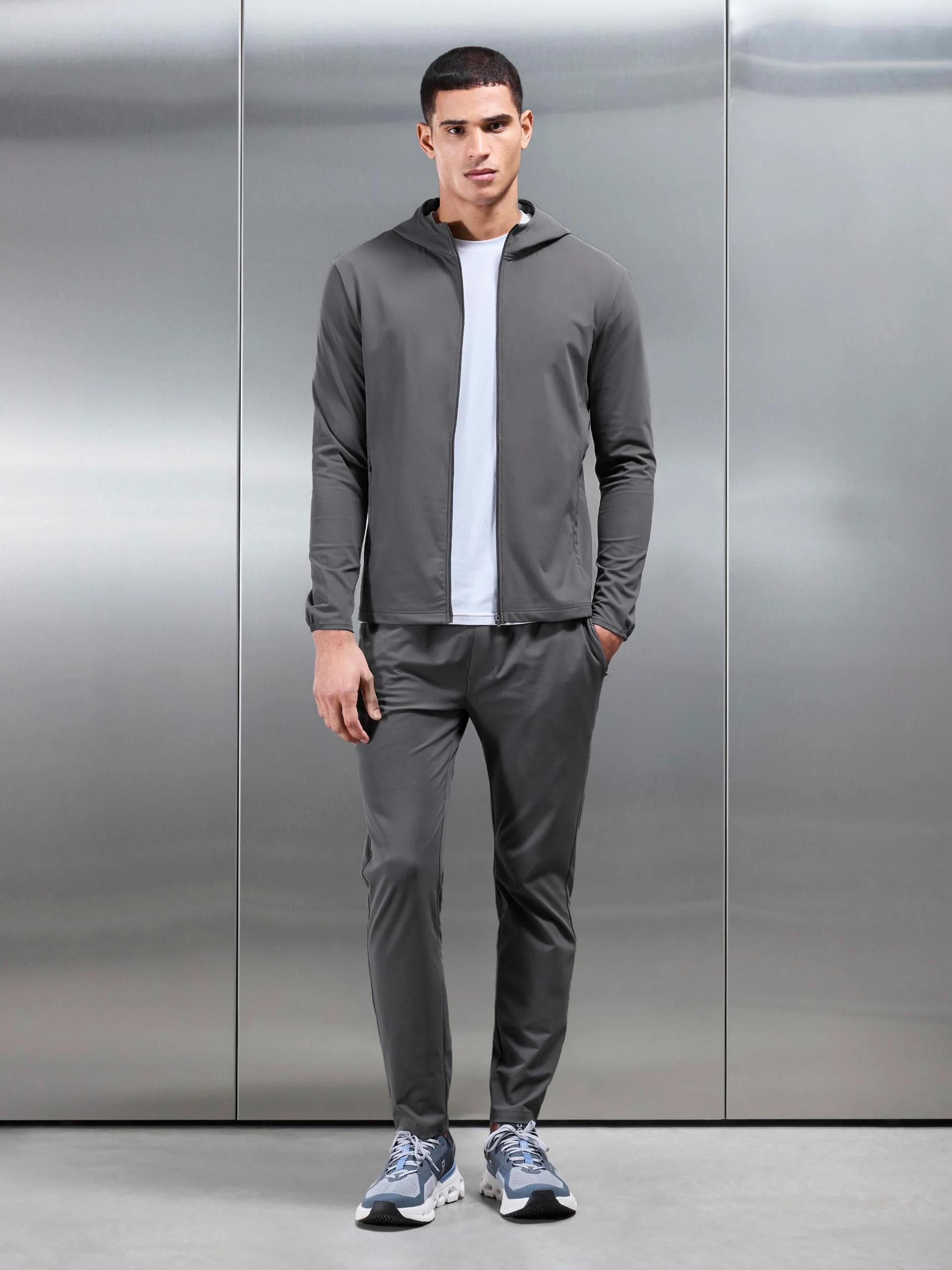 Active Jersey Zip Hoodie in Grey - Image 4