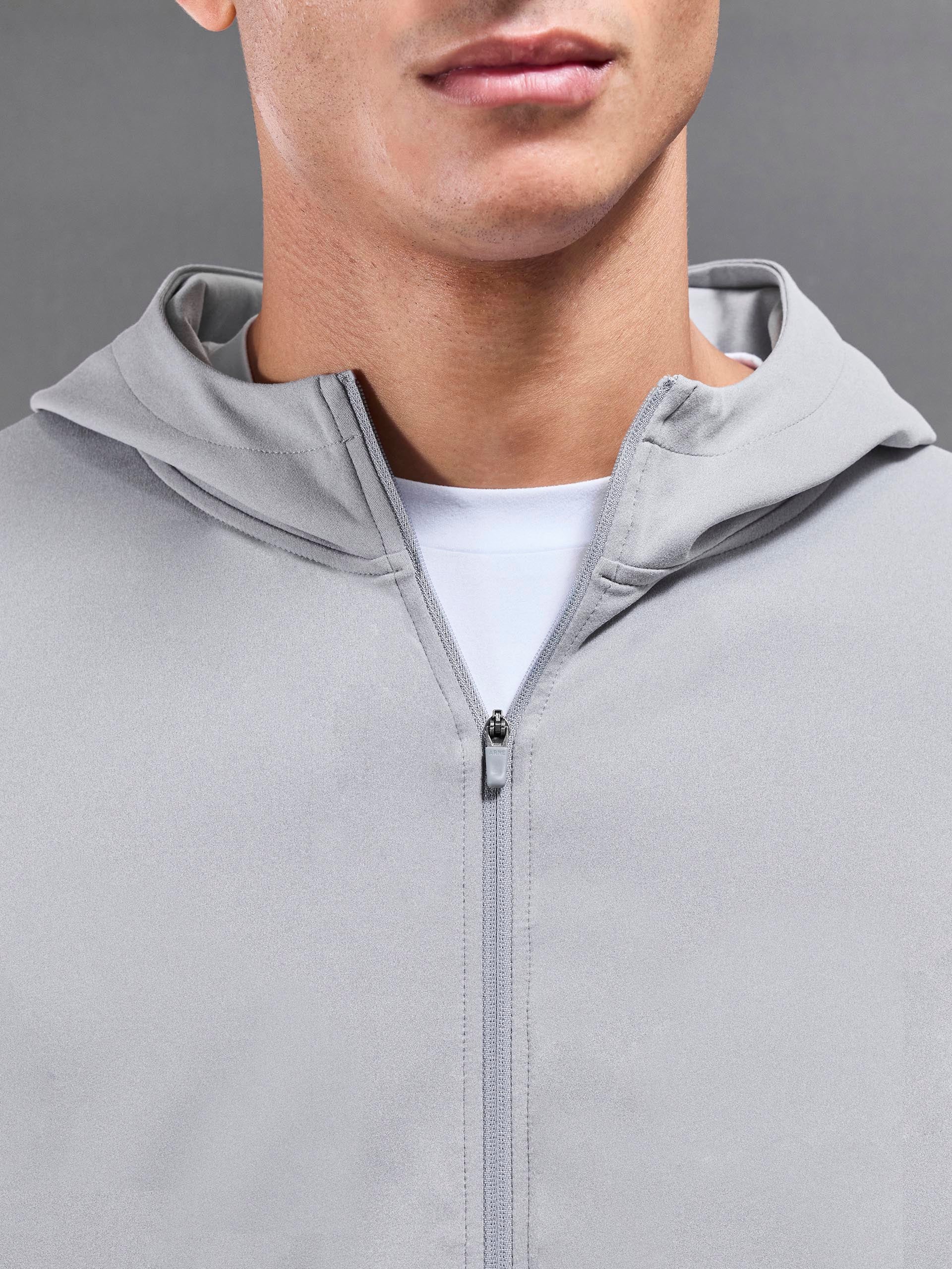 Active Jersey Zip Hoodie in Marl Grey - Image 7