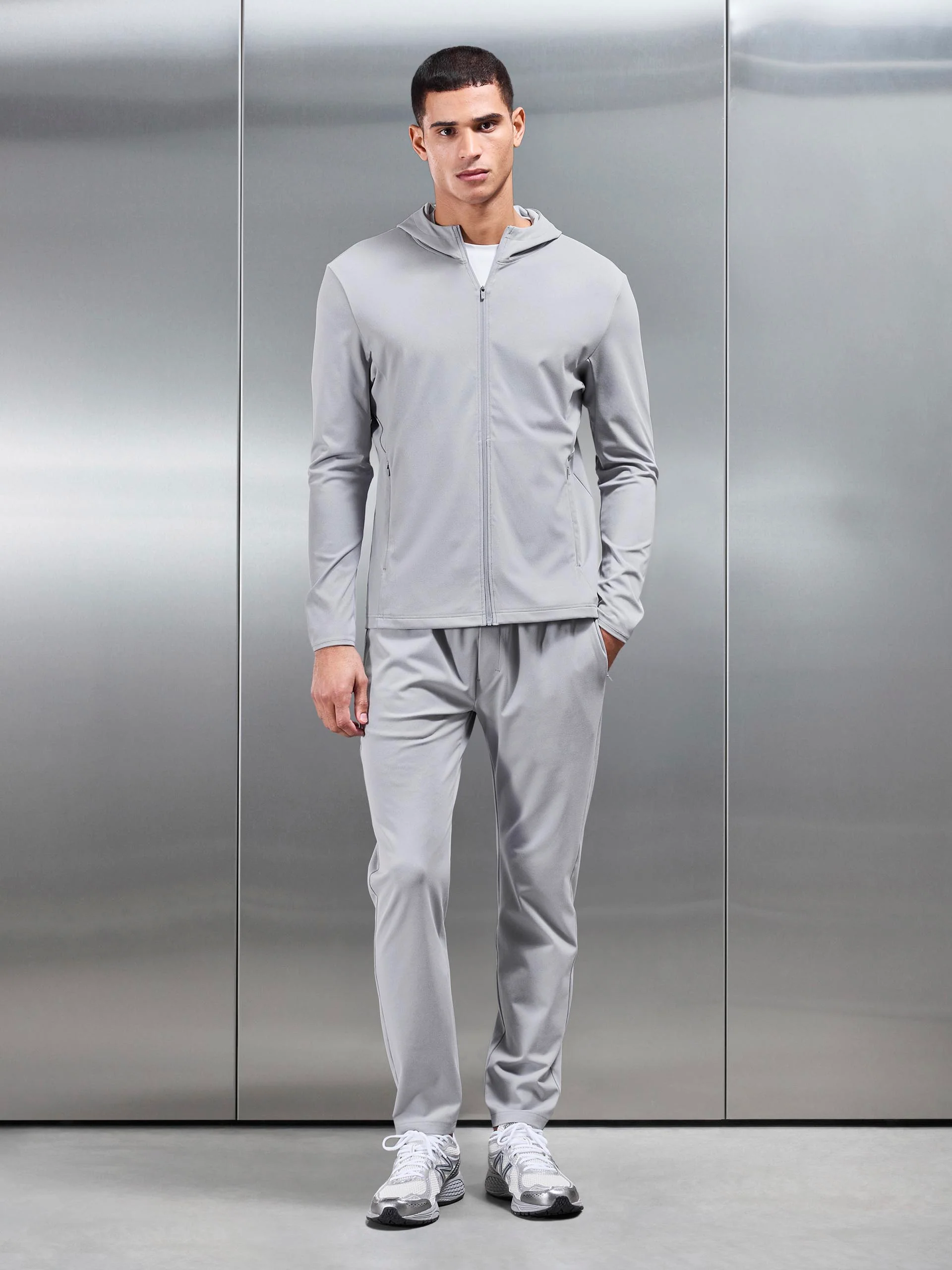 Active Jersey Zip Hoodie in Marl Grey - Image 8