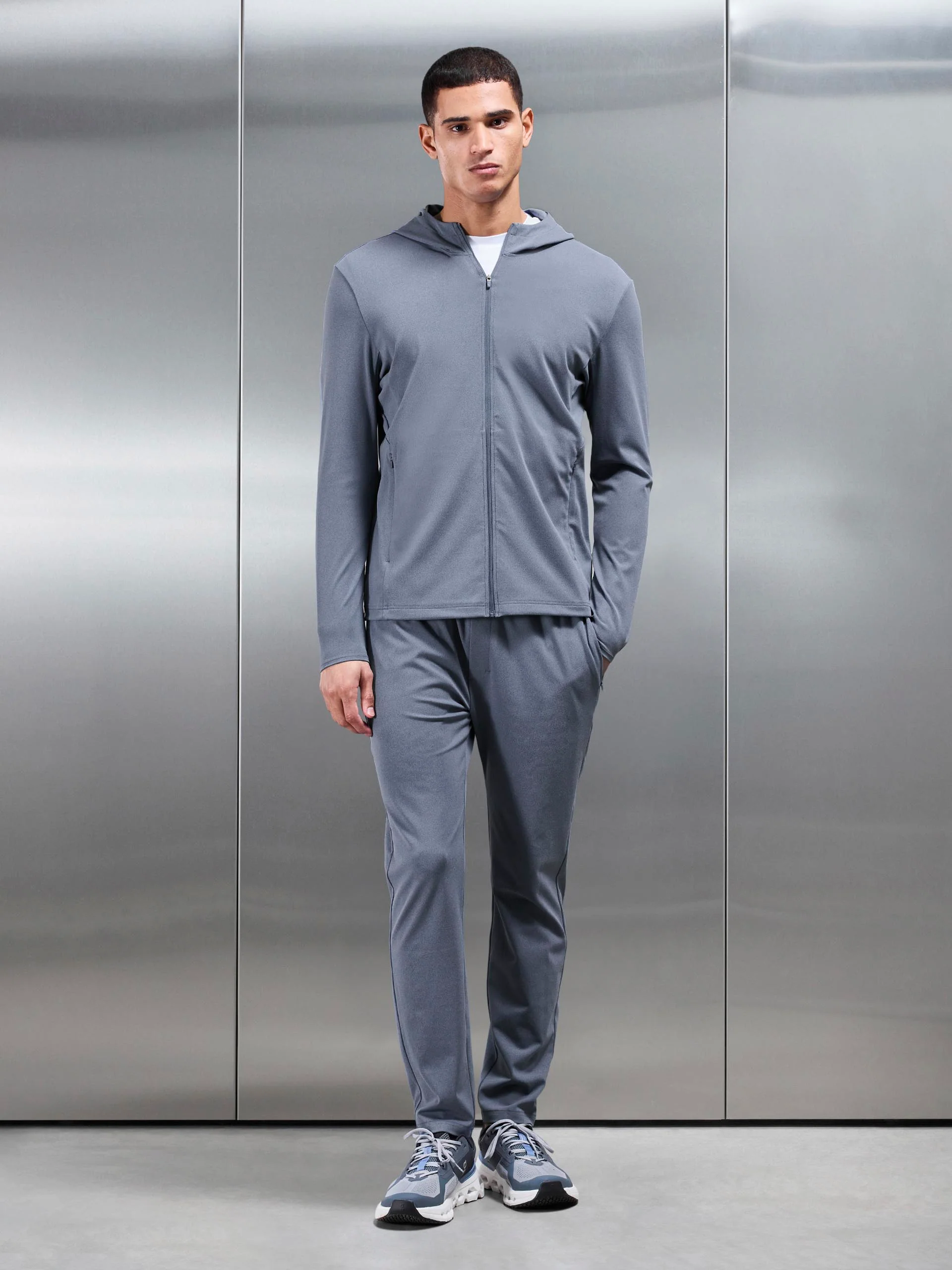 Active Jersey Zip Hoodie in Navy Marl - Image 8