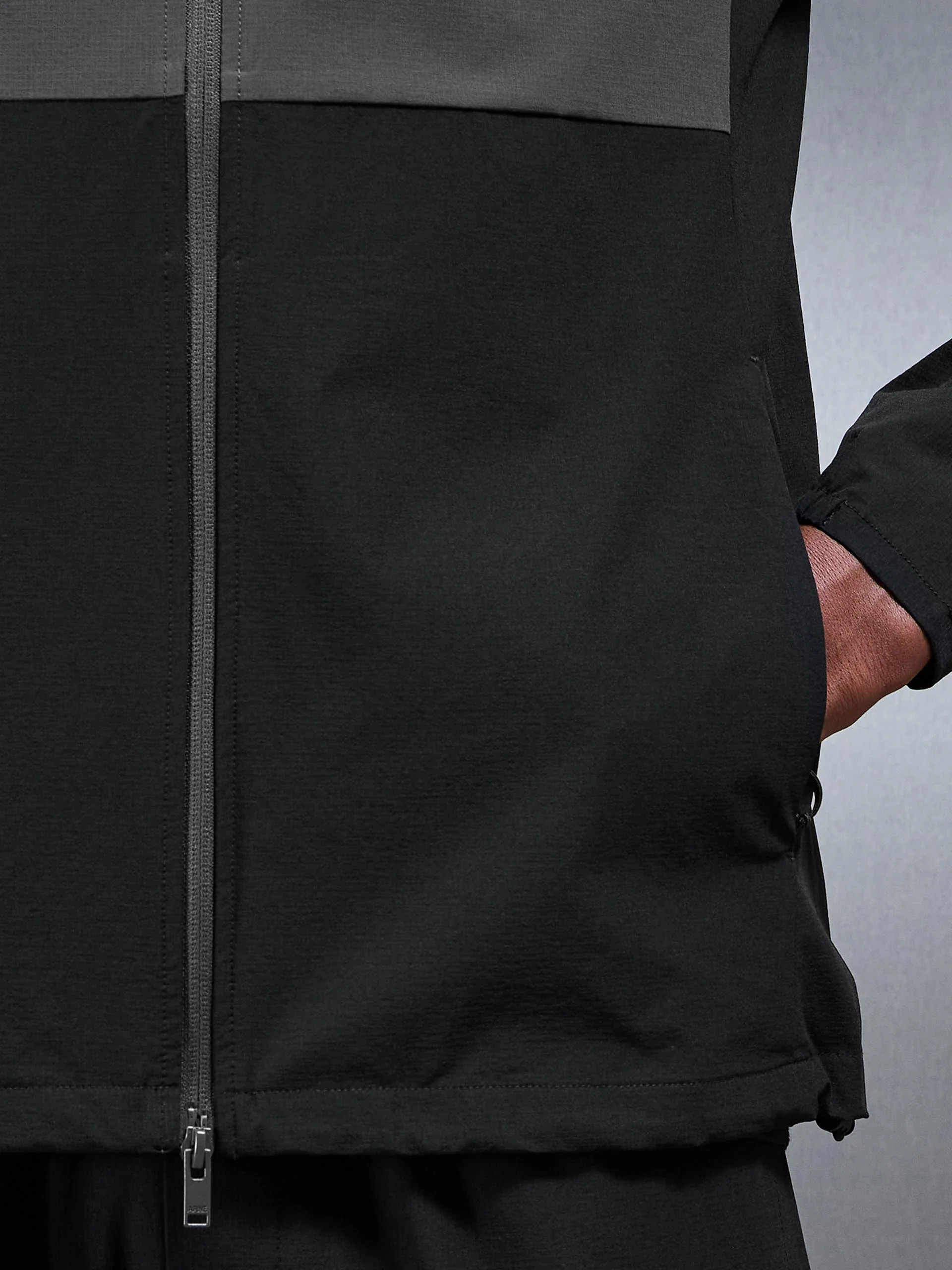 Active Technical Colour Block Windbreaker in Black Grey - Image 5