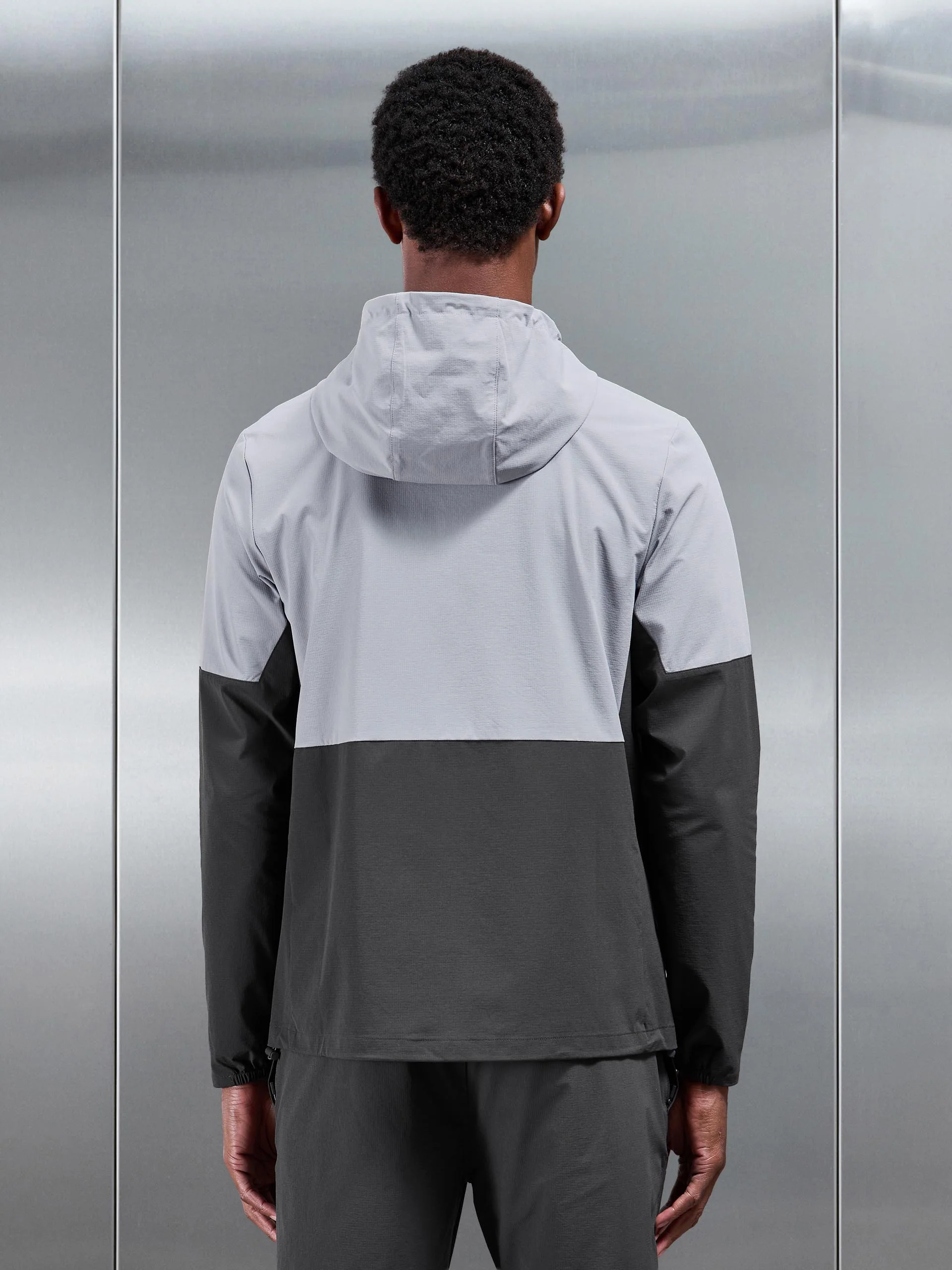 Active Technical Colour Block Windbreaker in Grey Mid Grey - Image 3