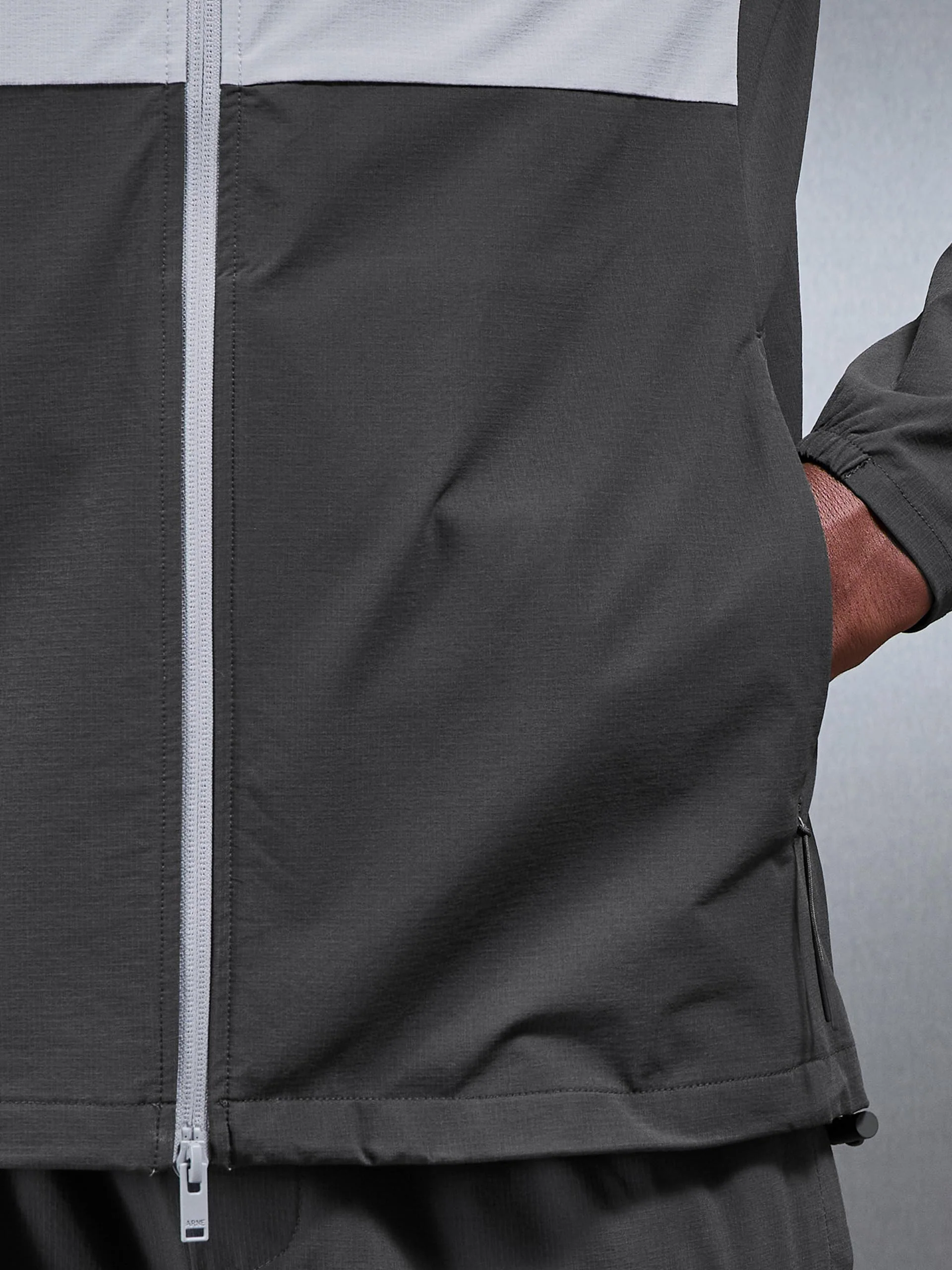Active Technical Colour Block Windbreaker in Grey Mid Grey - Image 4