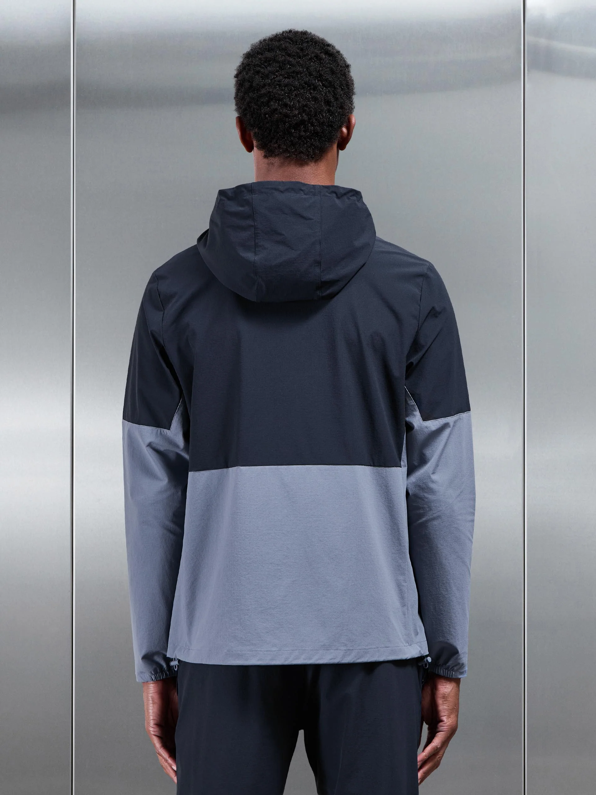 Active Technical Colour Block Windbreaker in Navy Light Blue - Image 3