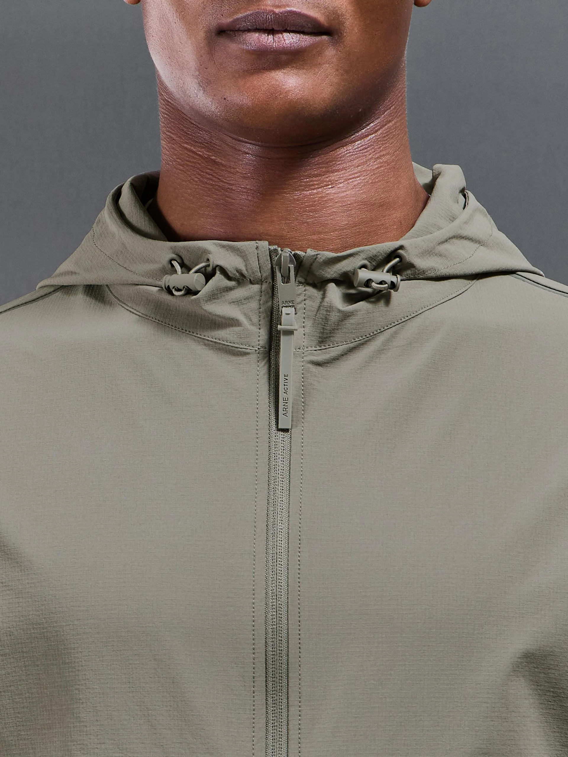 Active Technical Colour Block Windbreaker in Olive Grey - Image 4