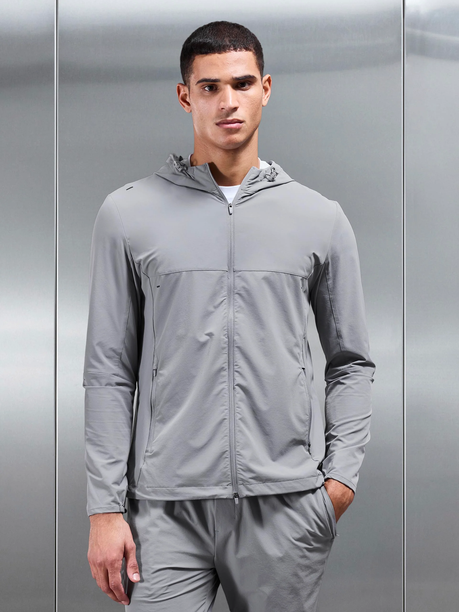 Active Windbreaker in Mid Grey - Image 3
