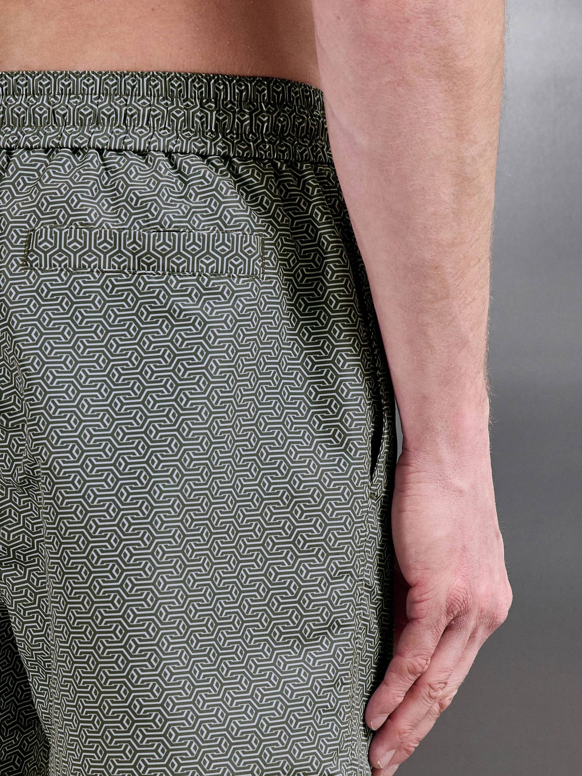 Amalfi Drawstring Printed Swim Short in Sage - Image 4