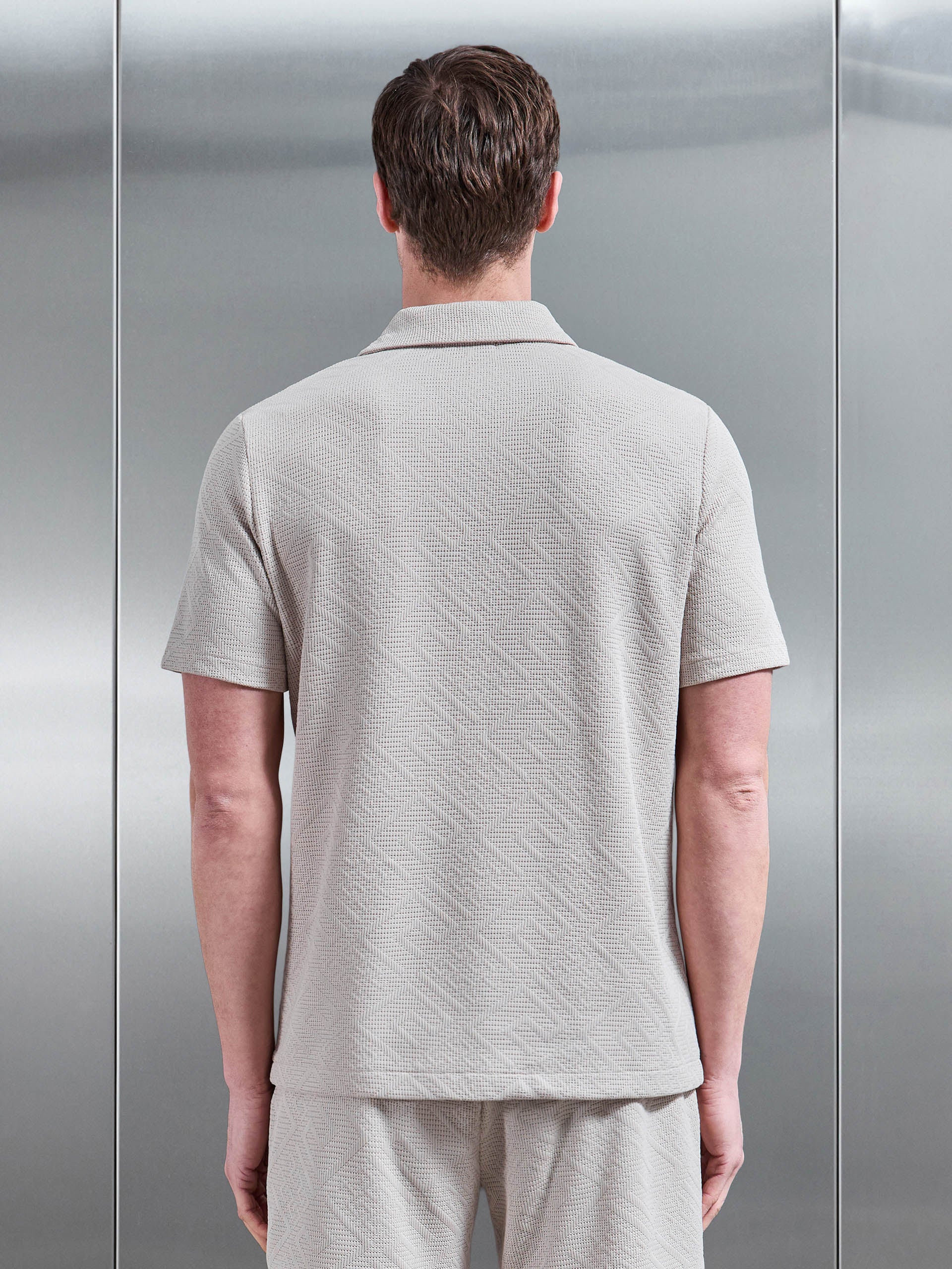 Aztec Revere Collar Shirt in Stone - Image 3