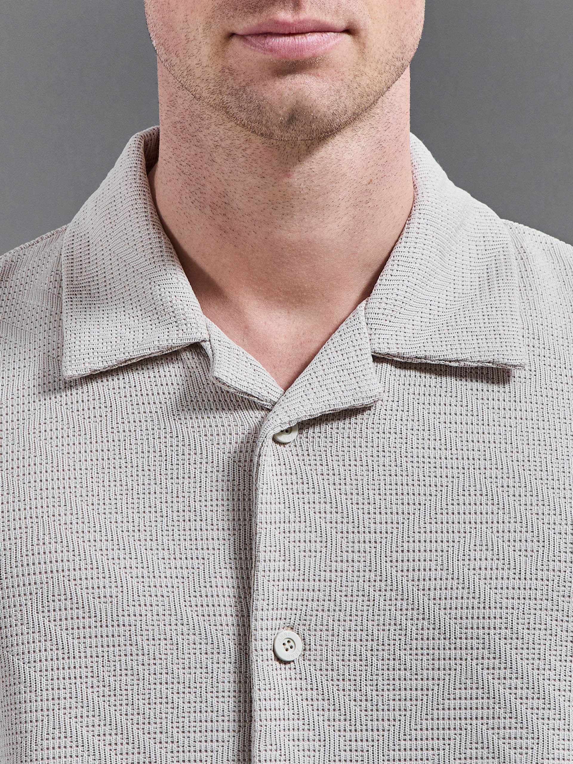 Aztec Revere Collar Shirt in Stone - Image 4