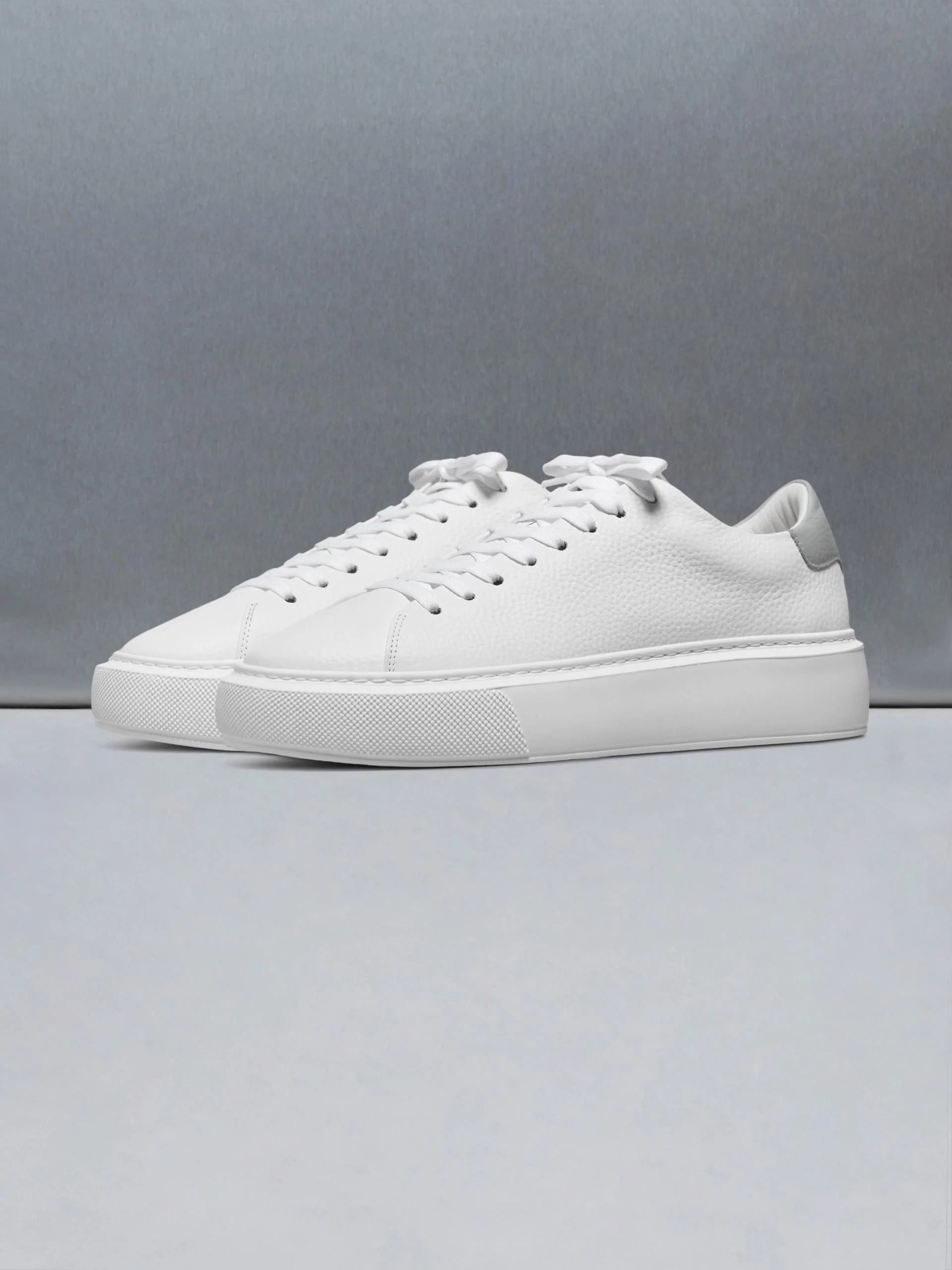 Basic Essential Leather Trainer in White Grey - Image 3