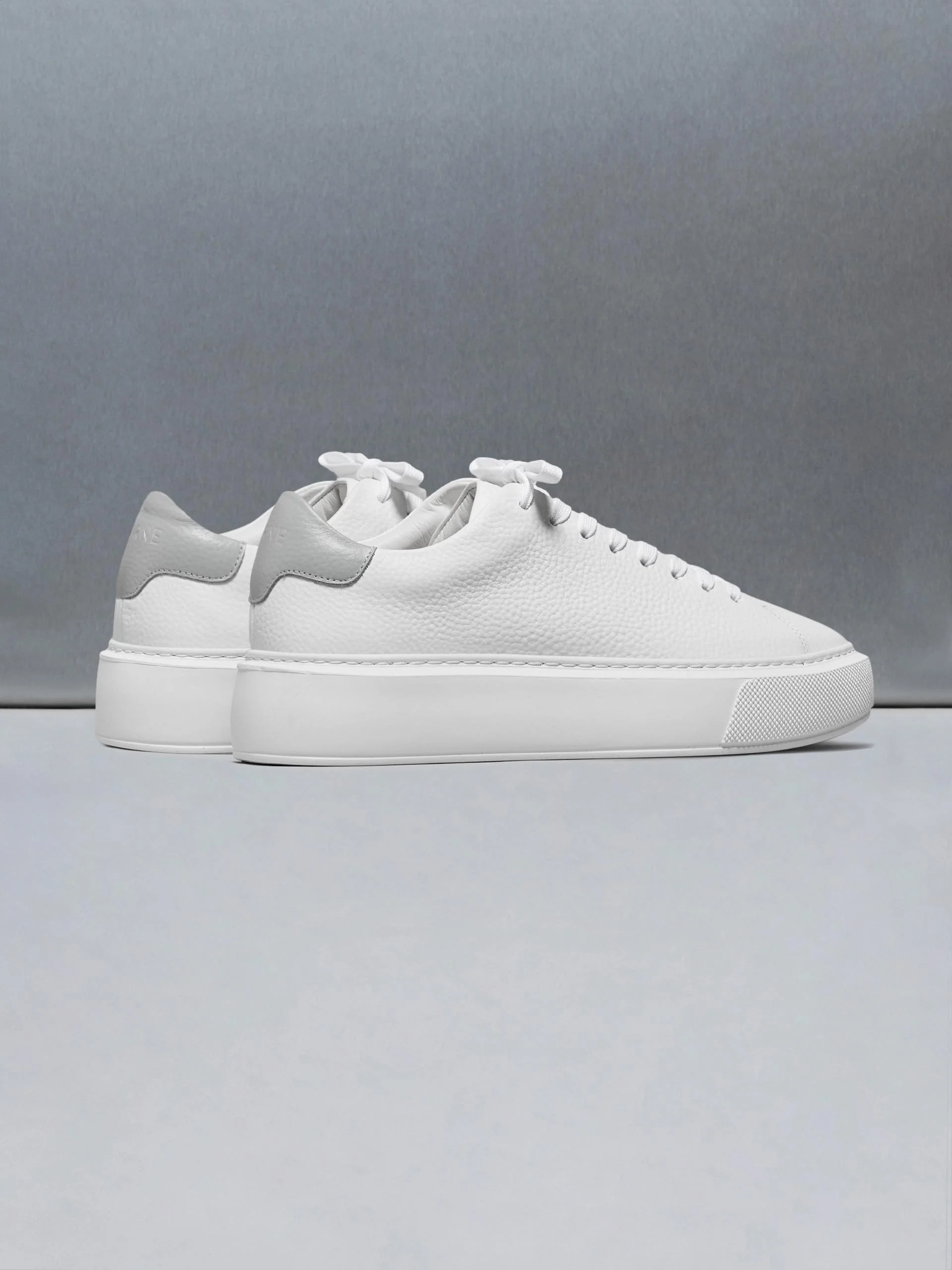 Basic Essential Leather Trainer in White Grey - Image 4