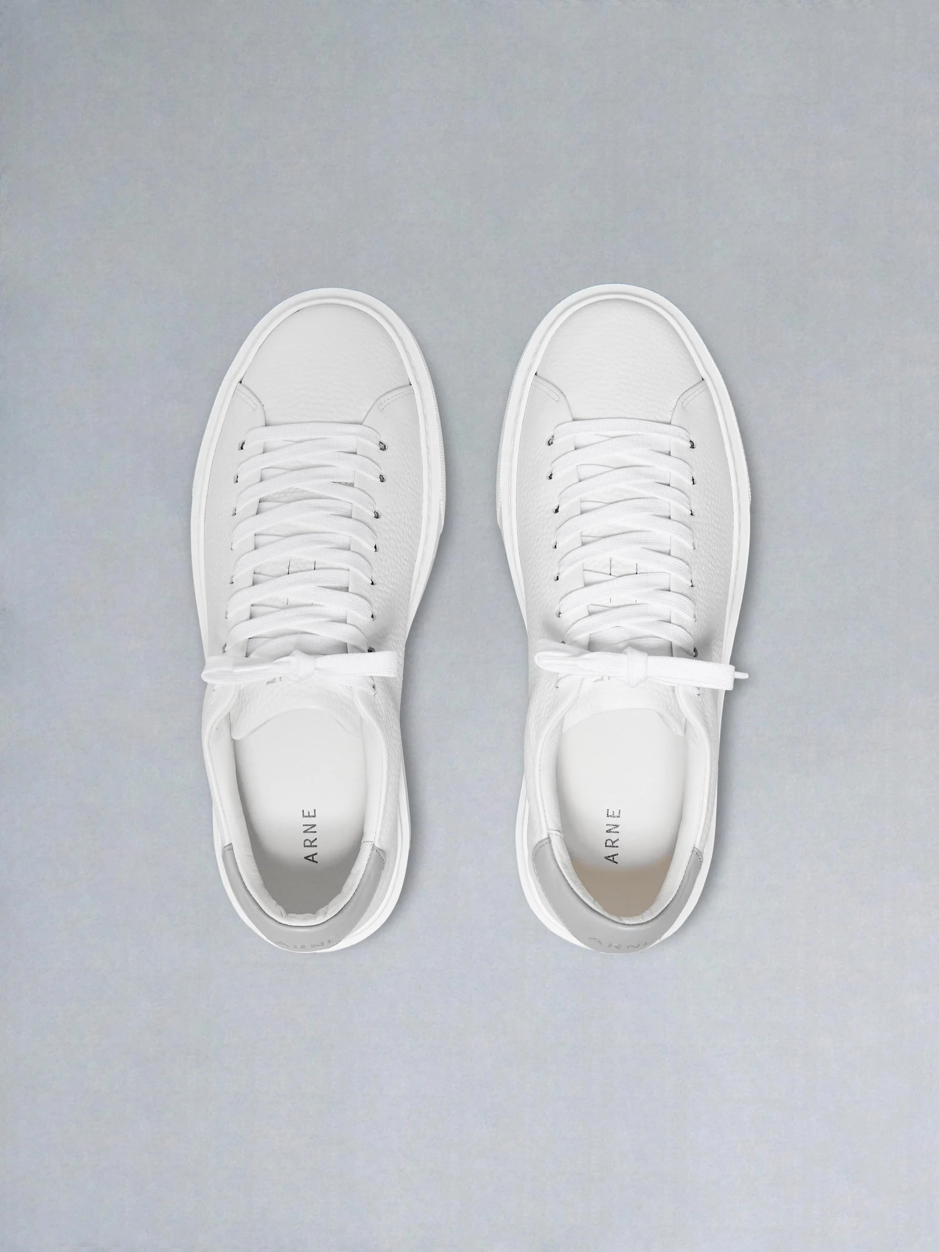 Basic Essential Leather Trainer in White Grey - Image 5
