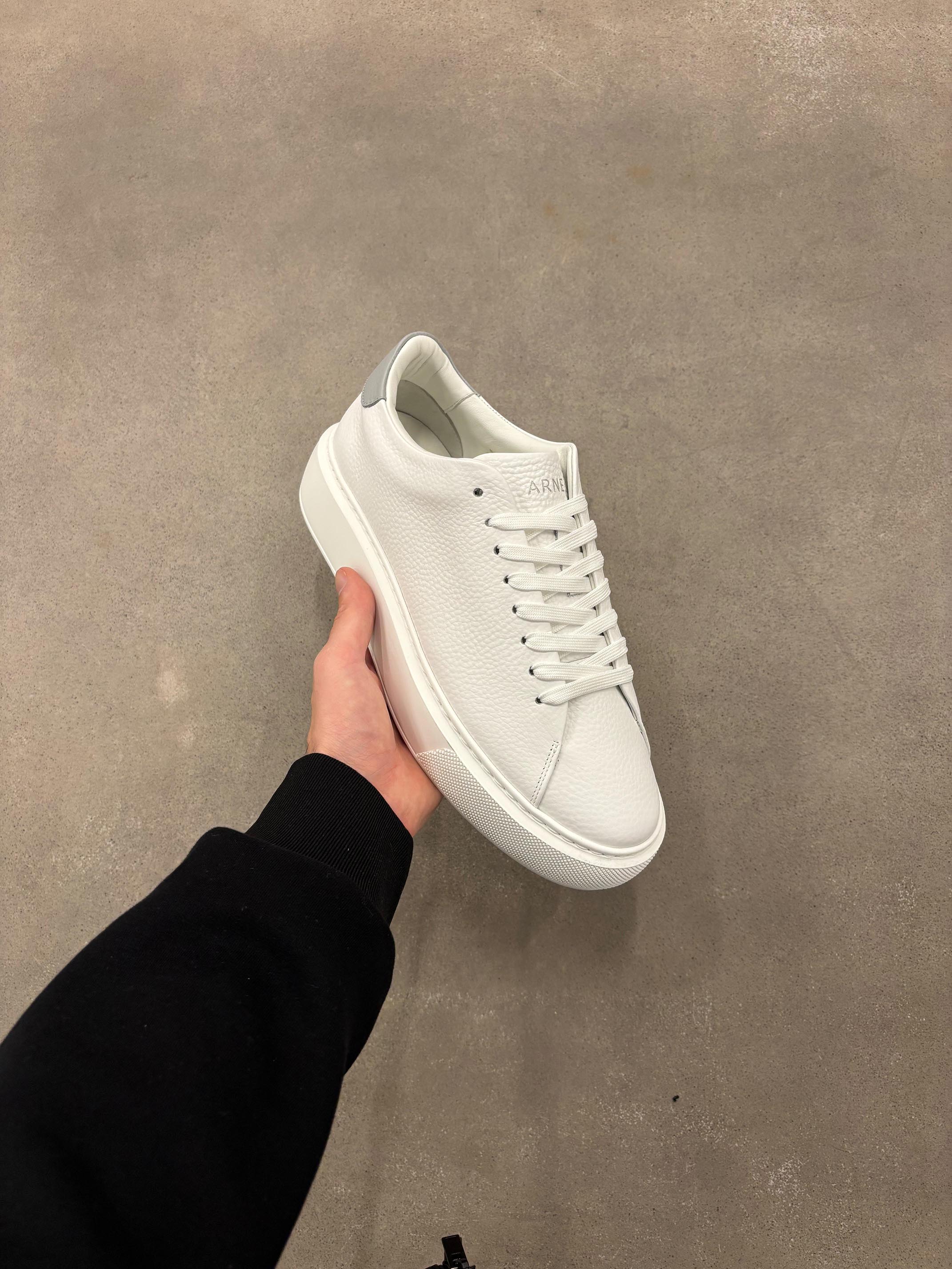 Basic Essential Leather Trainer in White Grey - Image 6