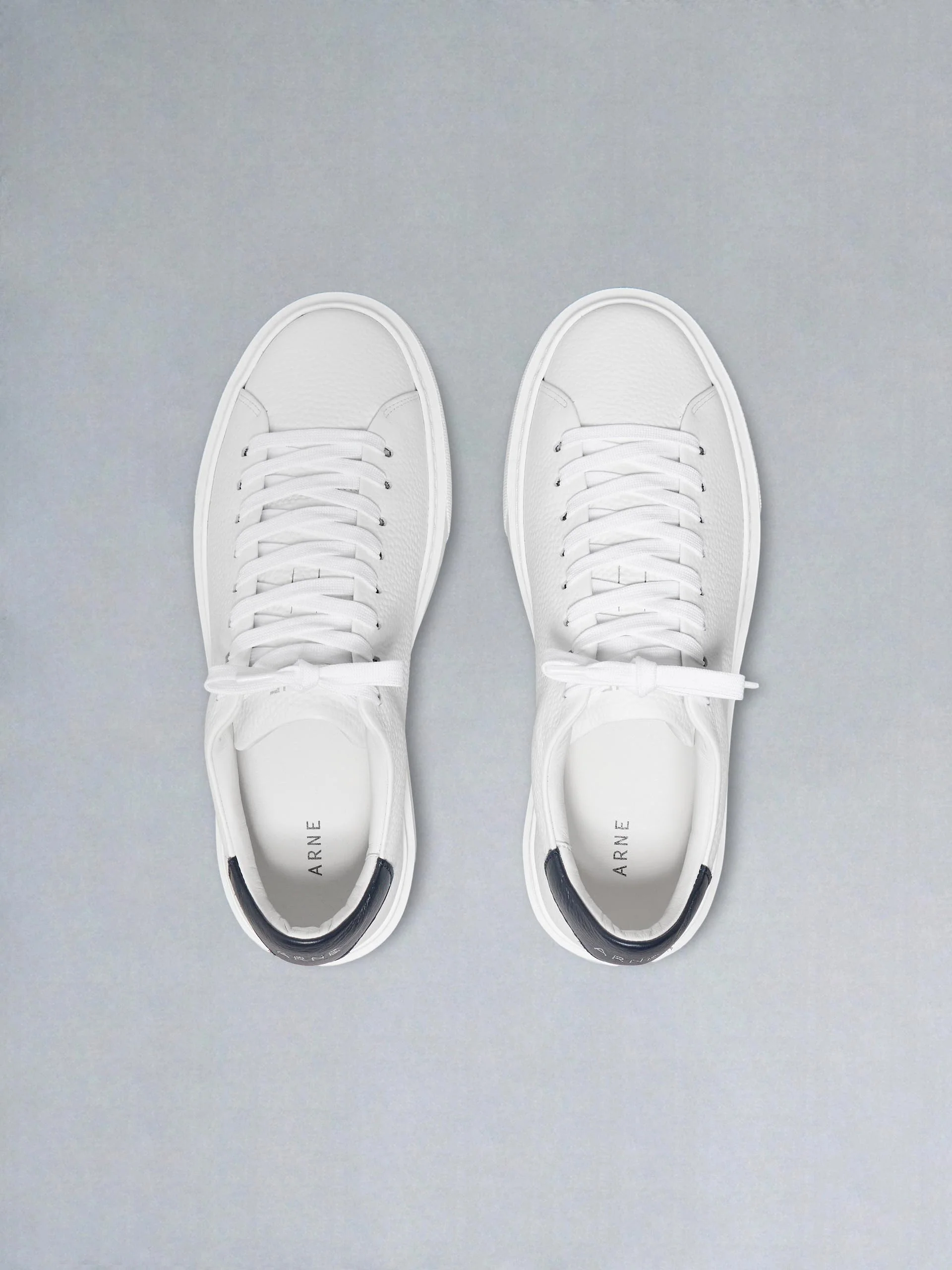 Basic Essential Leather Trainer in White Navy - Image 5