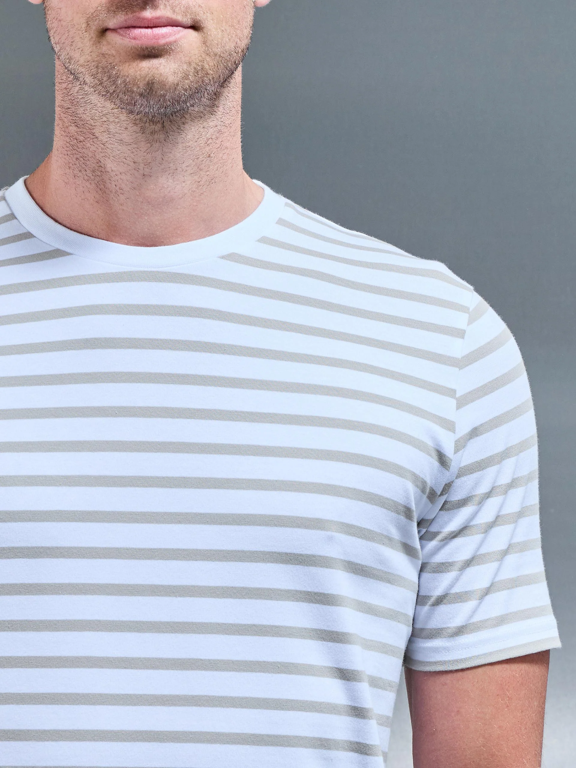 Basic Stripe T-Shirt in Stone White - Image 3