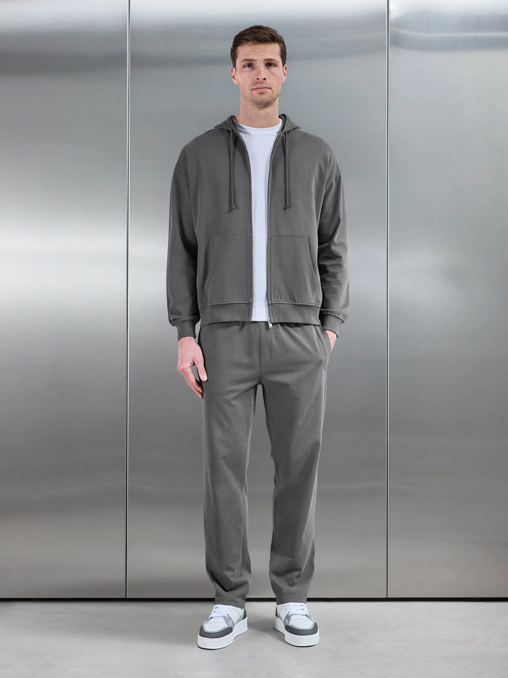 Brushed Relaxed Hoodie in Grey - Image 2