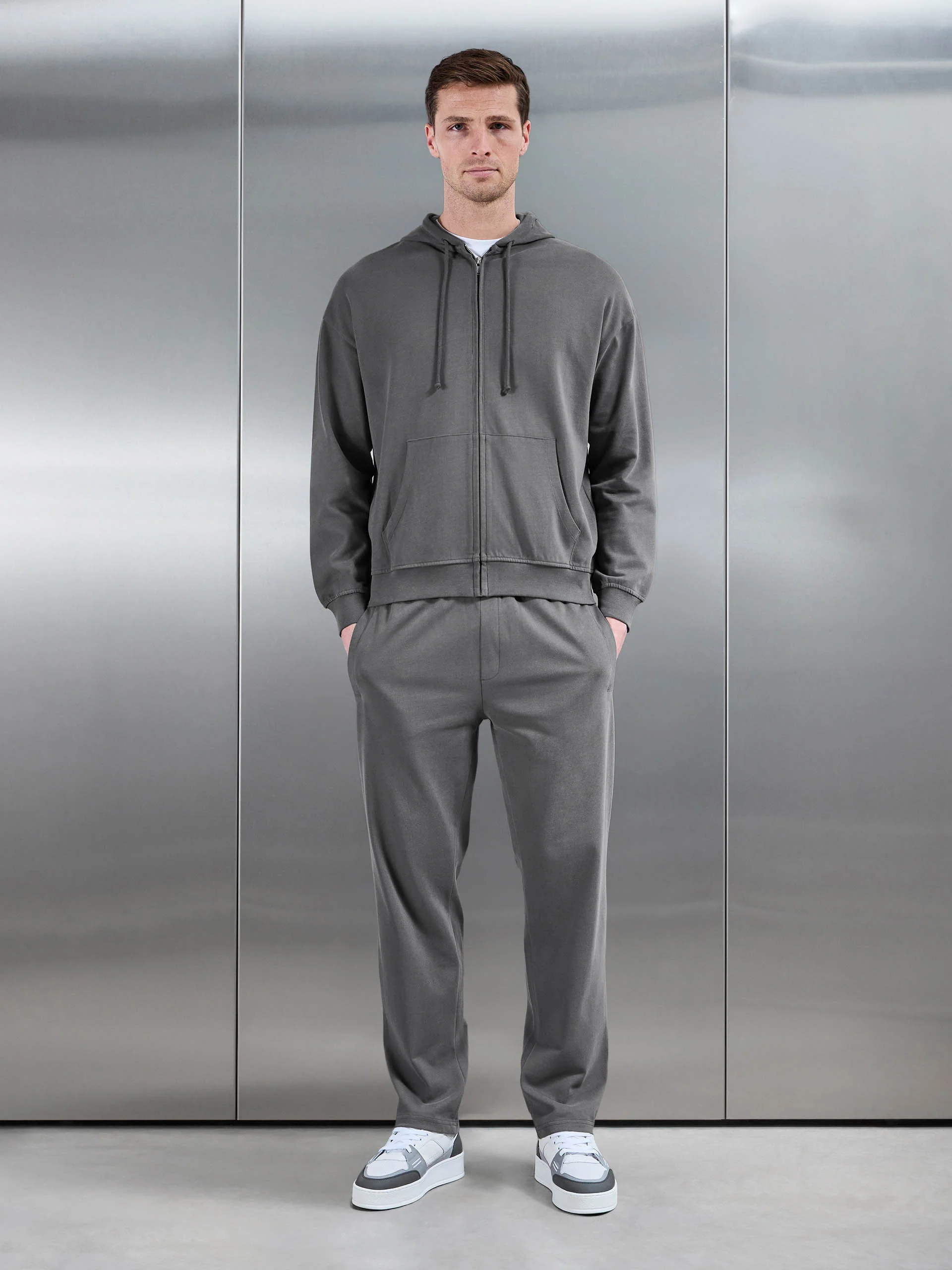 Brushed Relaxed Hoodie in Grey - Image 6