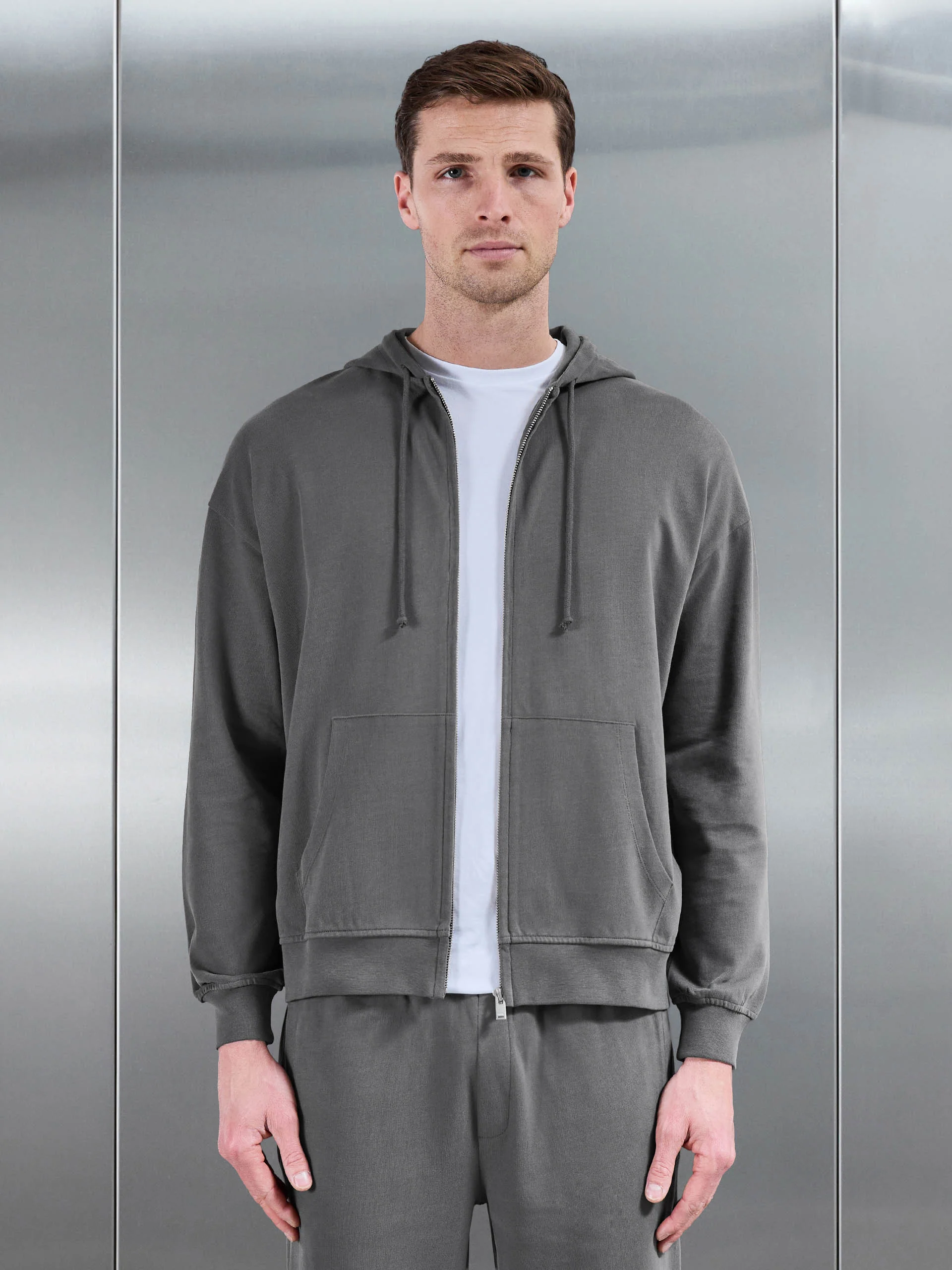 Brushed Relaxed Hoodie in Grey - Image 7