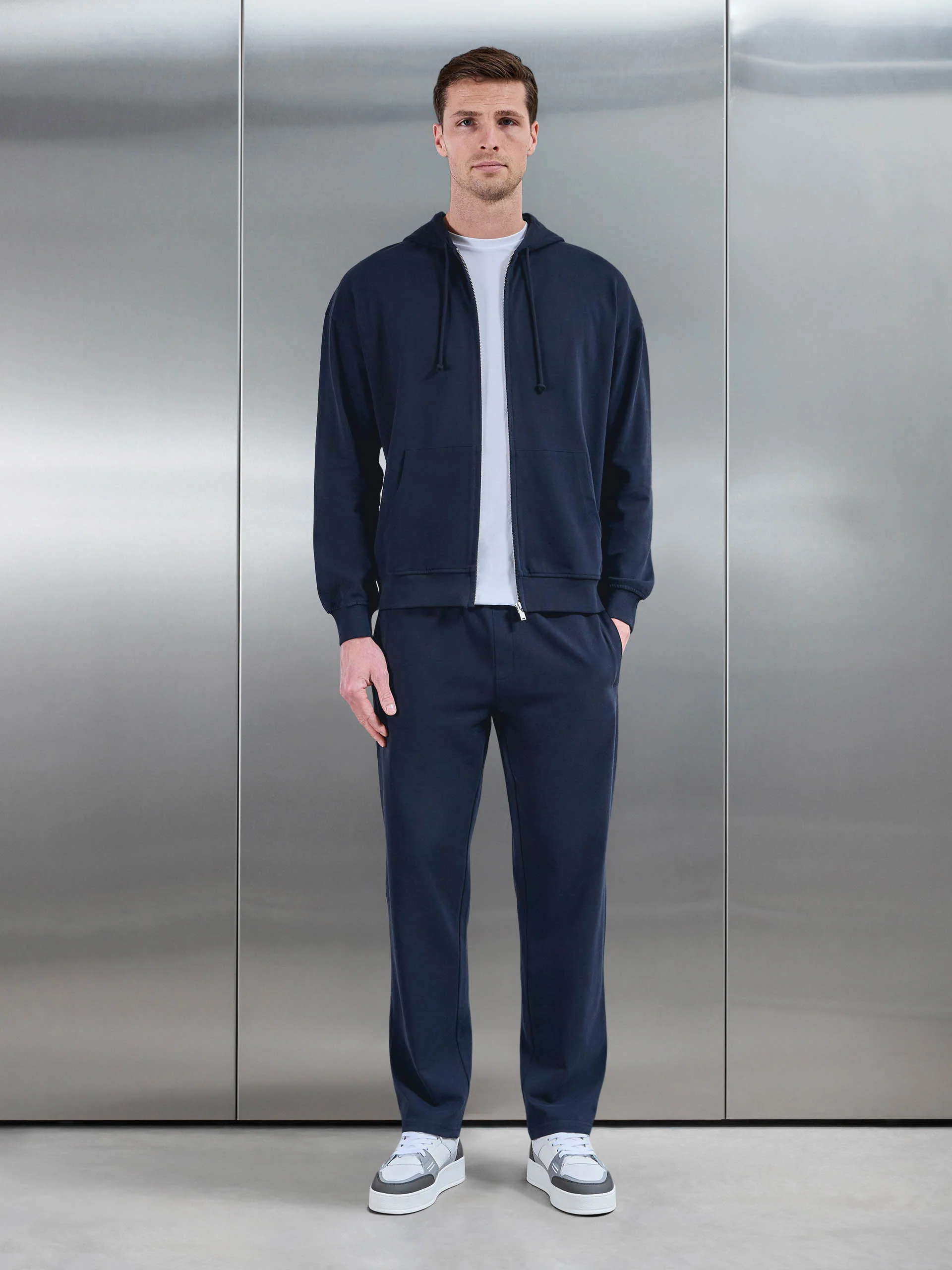 Brushed Relaxed Hoodie in Navy - Image 2