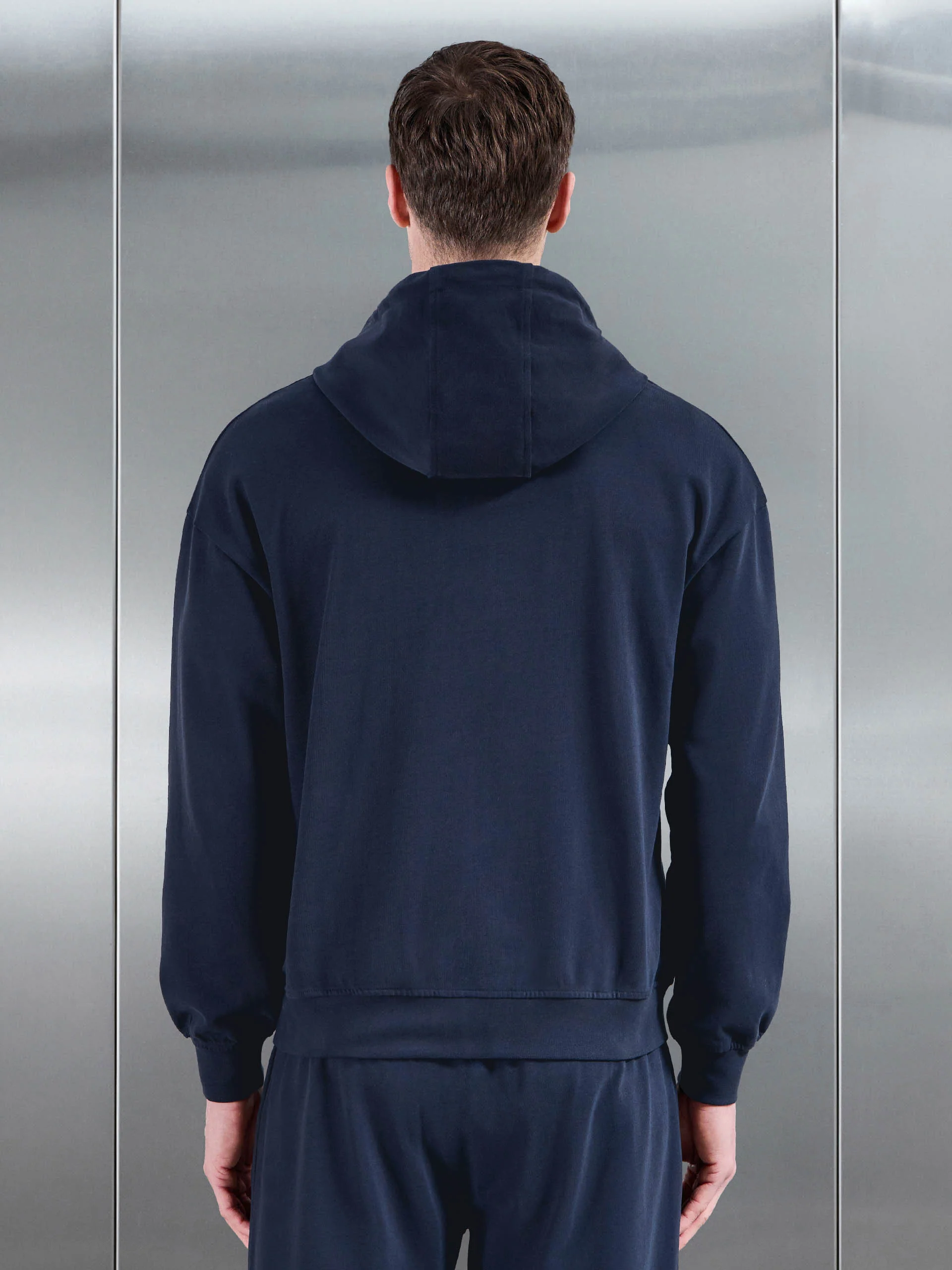 Brushed Relaxed Hoodie in Navy - Image 3