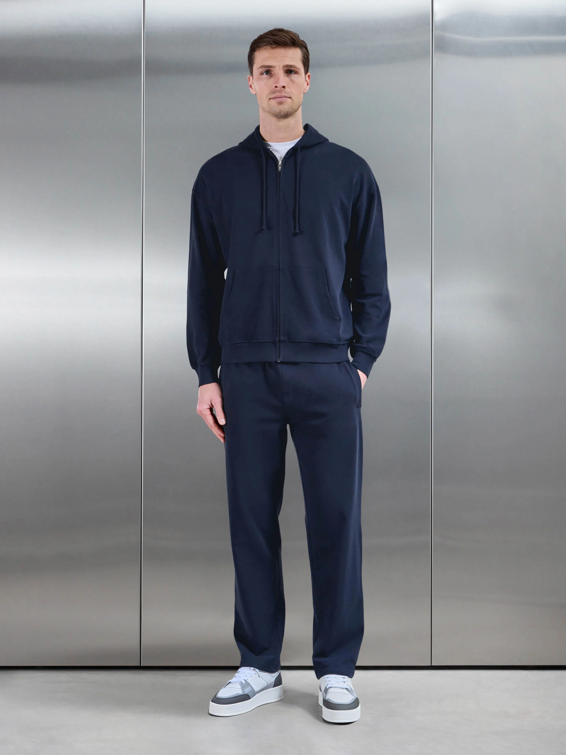 Brushed Relaxed Hoodie in Navy - Image 6