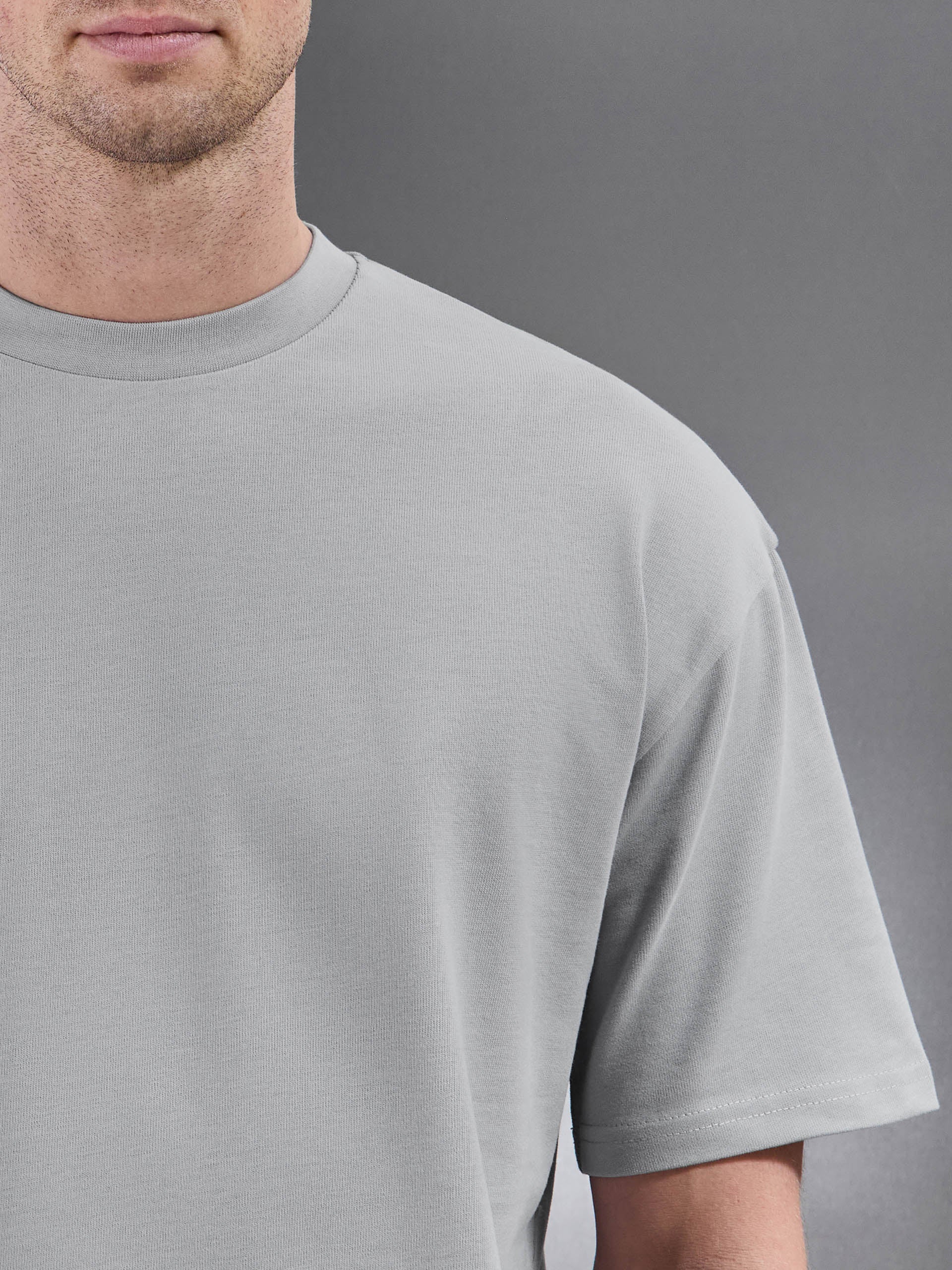 Brushed Relaxed T-Shirt in Mid Grey - Image 4