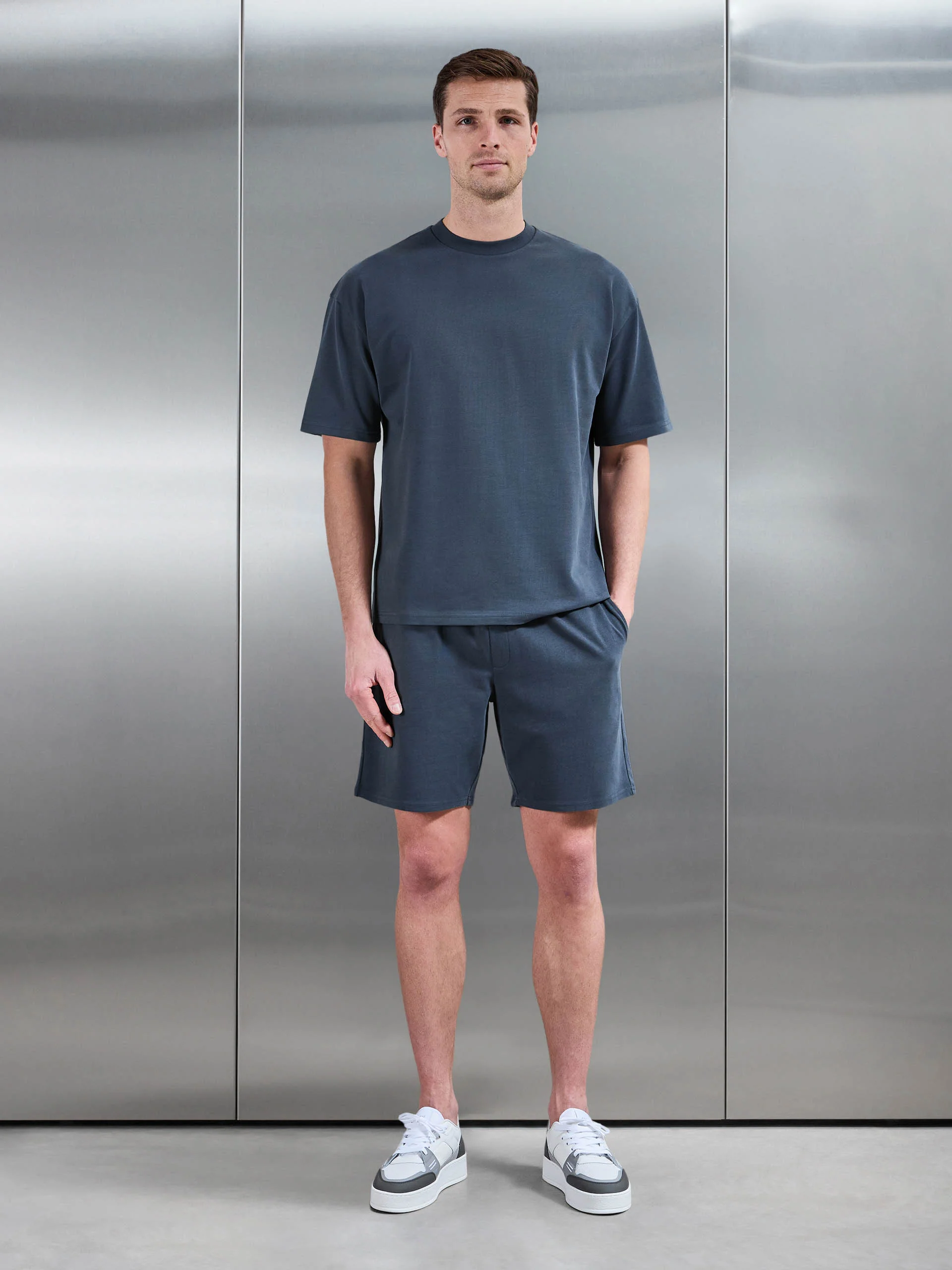 Brushed Relaxed T-Shirt in Slate Blue - Image 2